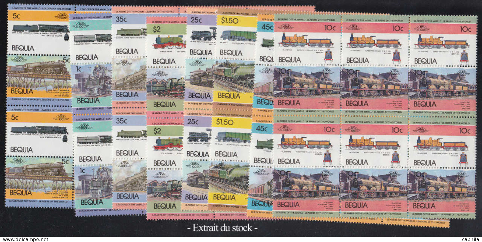 ** Trains - Lots & Collections - Petit stock en classeur de feuilles, généralement séries complètes motifs ferroviaires 