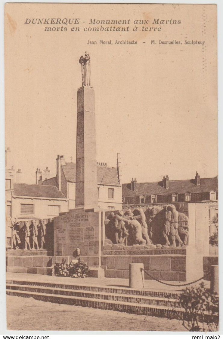 CARTE POSTALE   DUNKERQUE 59  Monument Aux Marins Morts En Combattant à Terre - Dunkerque