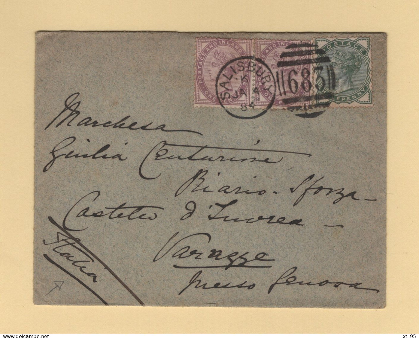 Salisbury - 683 - 1884 - Destination Italie - Lettres & Documents