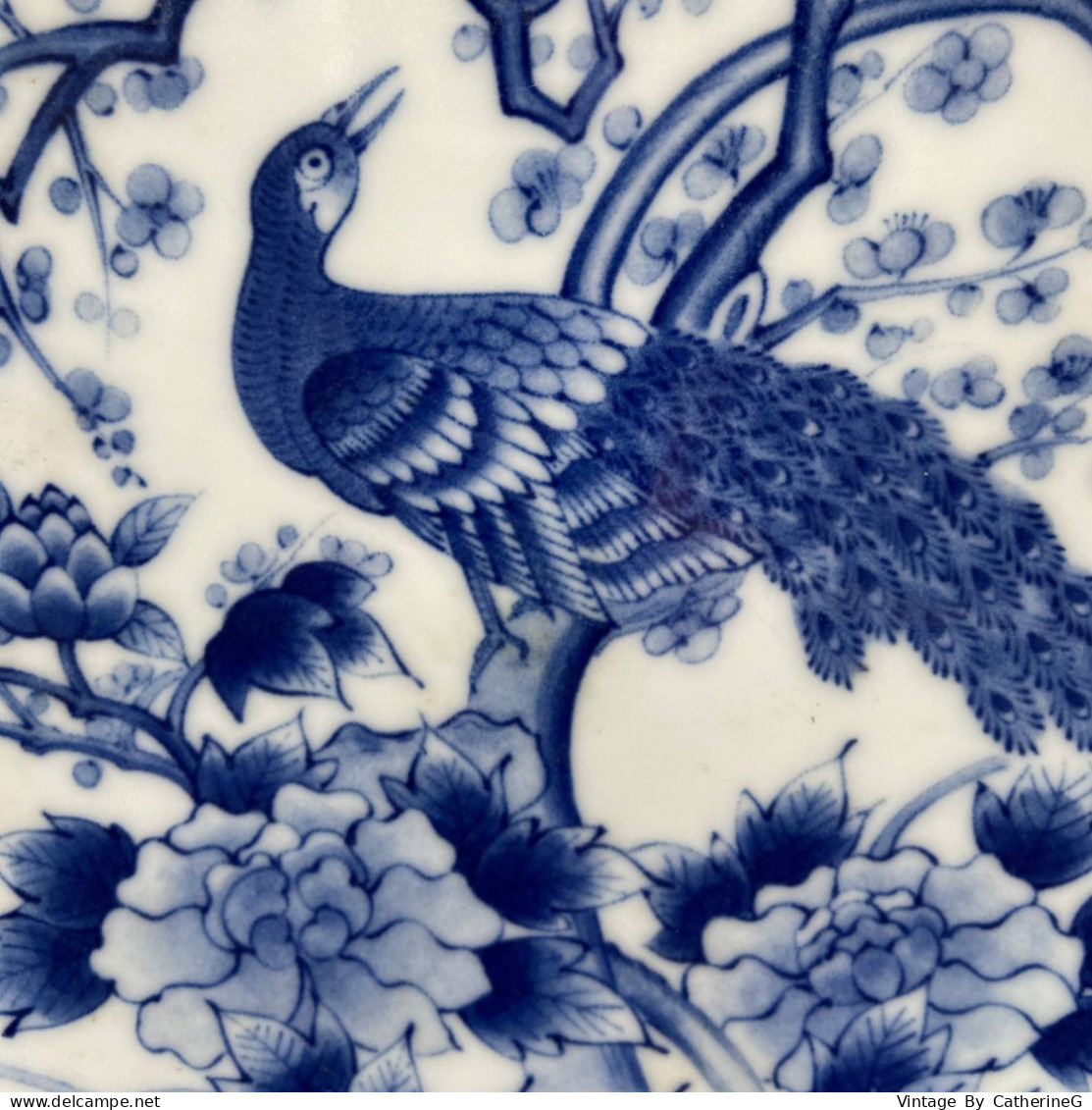 ARITA Plat Ancien 1950 Porcelaine Japonaise Diam 25cm Peacock  #240062 - Asiatische Kunst