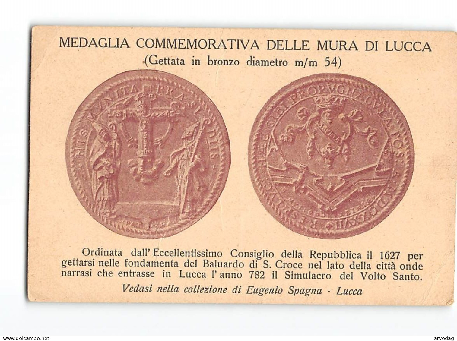 X1656 MEDAGLIA COMMEMORATIVA DELLE MURA DI LUCCA  - EUGENIO SPAGNA COLLEZIONISTA MONETE E MEDAGLIE LUCCA - Monnaies (représentations)