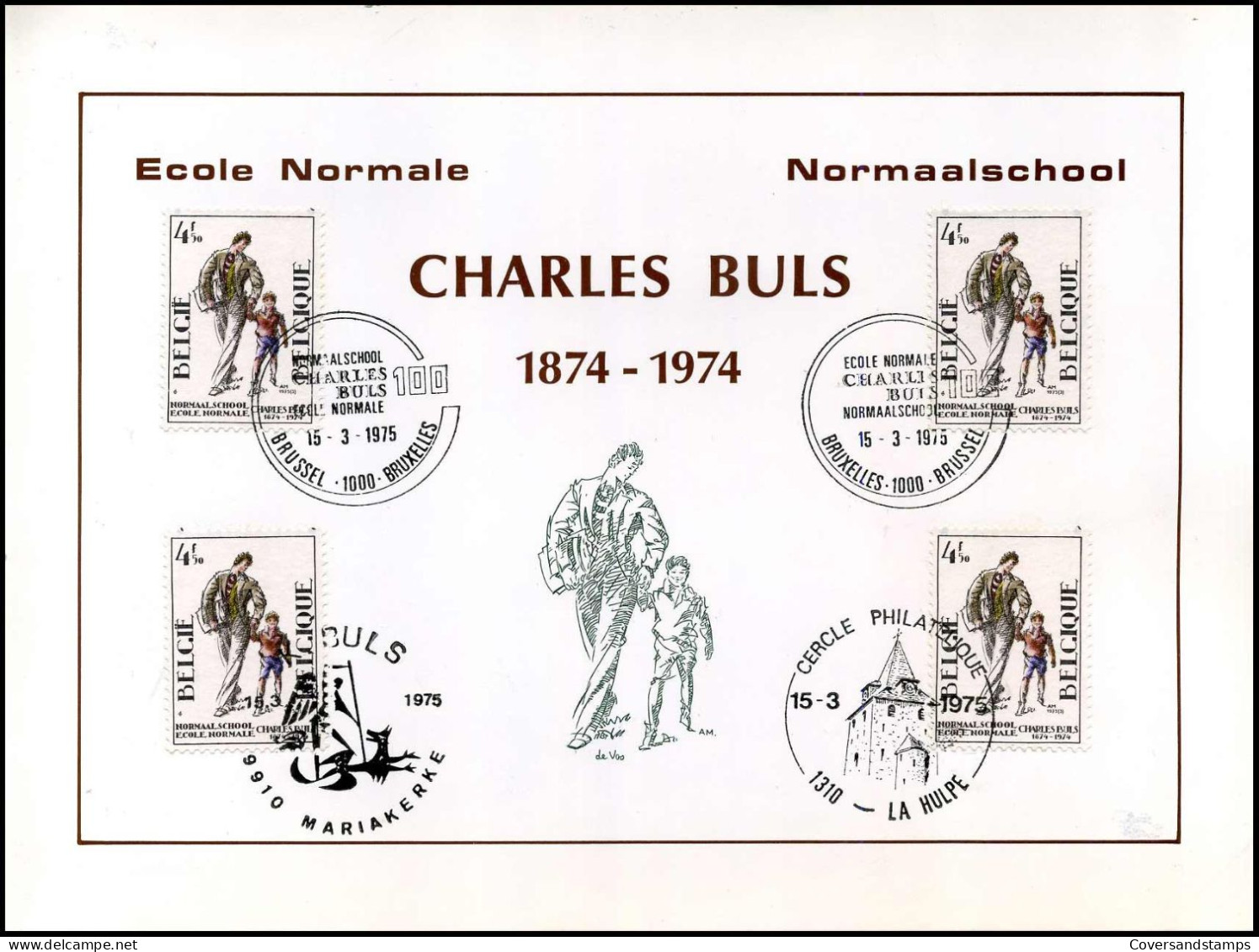 1752 - Normaalschool / école Normale : Charles Buls - Cartas Commemorativas - Emisiones Comunes [HK]