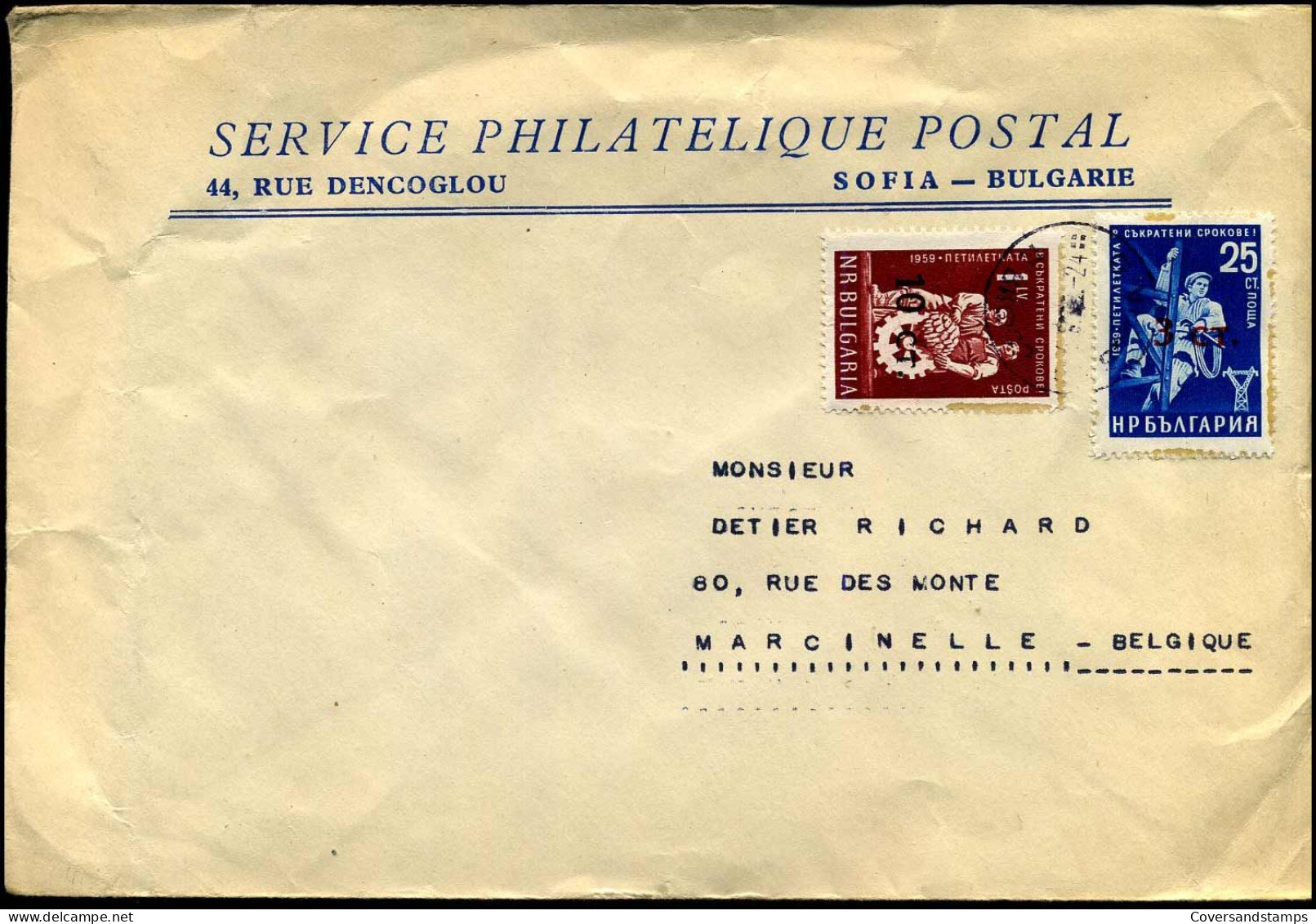 Cover To Marcinelle, Belgium - "Service Philatelique Postal" - Lettres & Documents