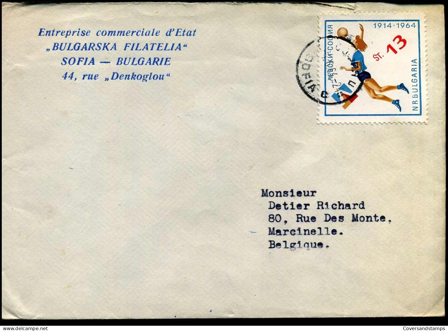 Cover To Marcinelle, Belgium - "Bulgarska Filatelia" - Lettres & Documents