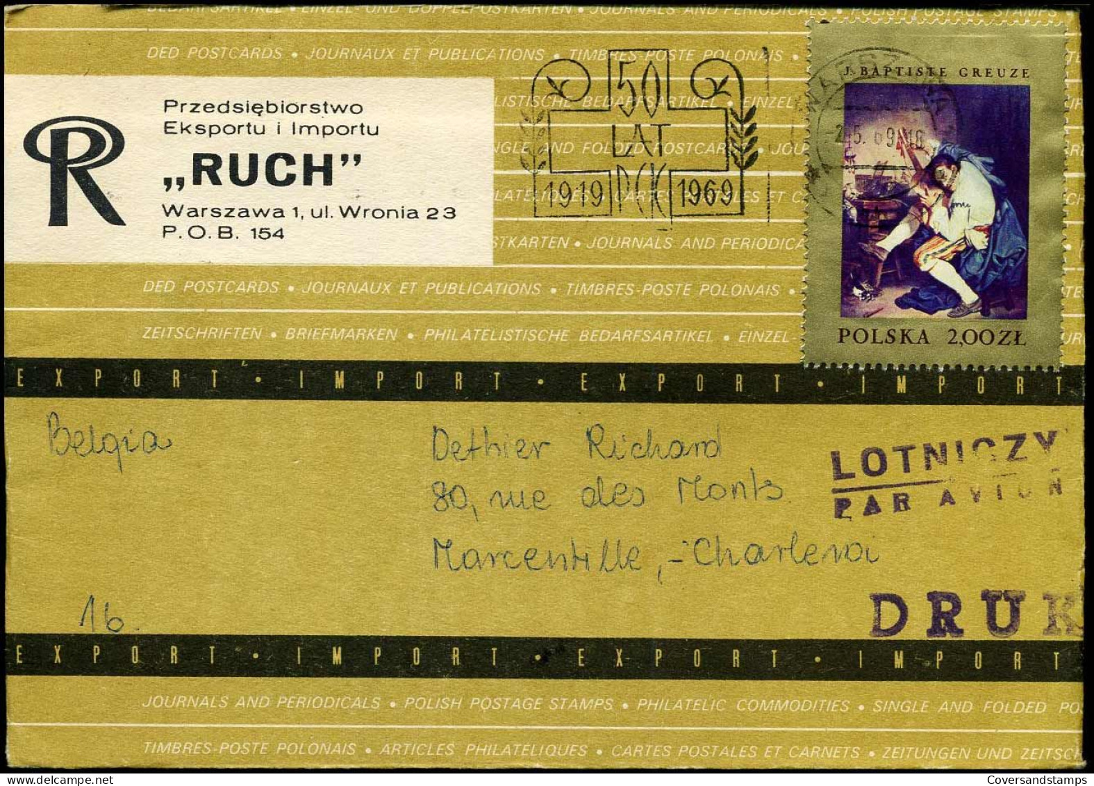 Cover To Marcinelle, Belgiium - "Ruch" - Lettres & Documents