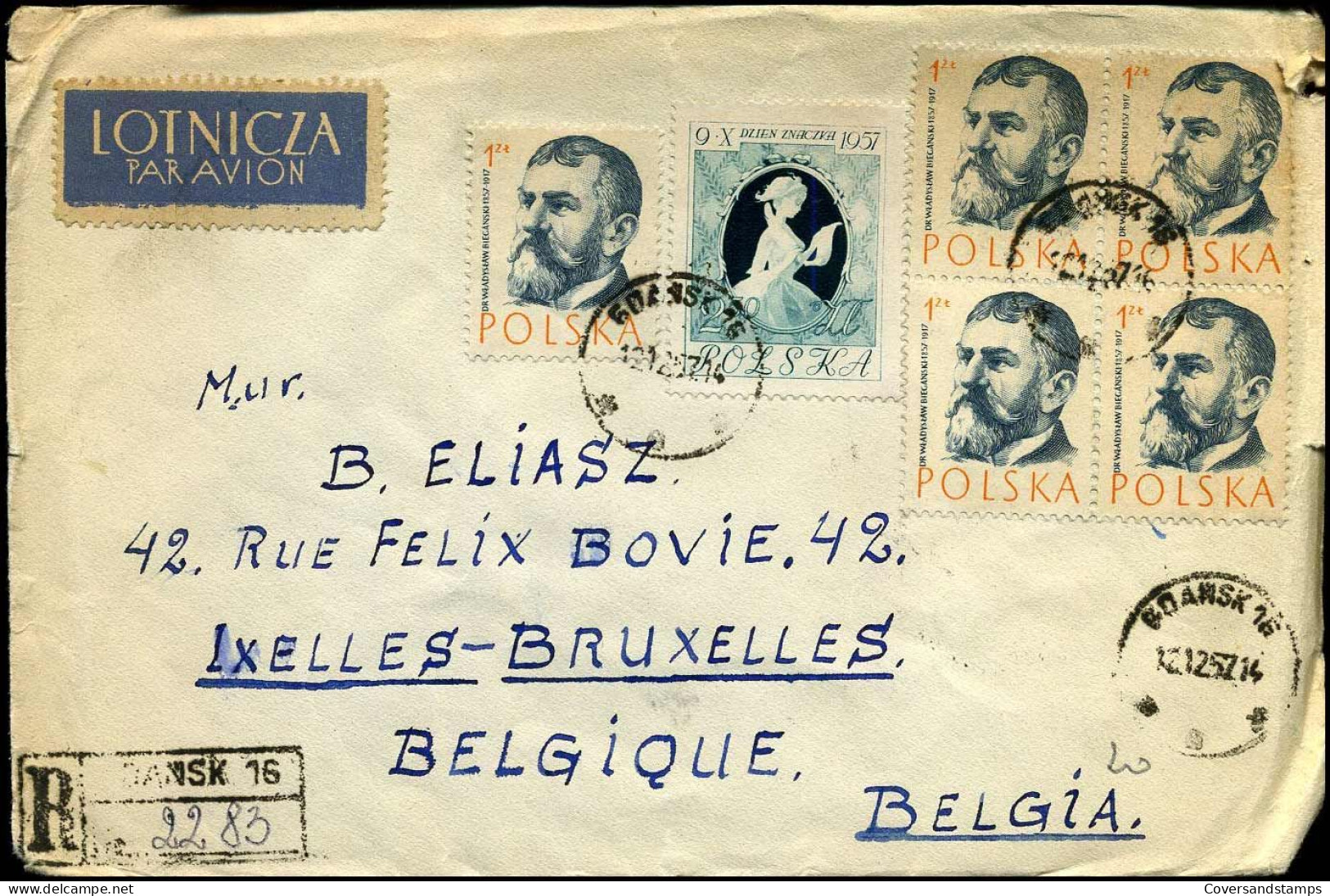 Registered Cover To Brussels, Belgium - Lettres & Documents
