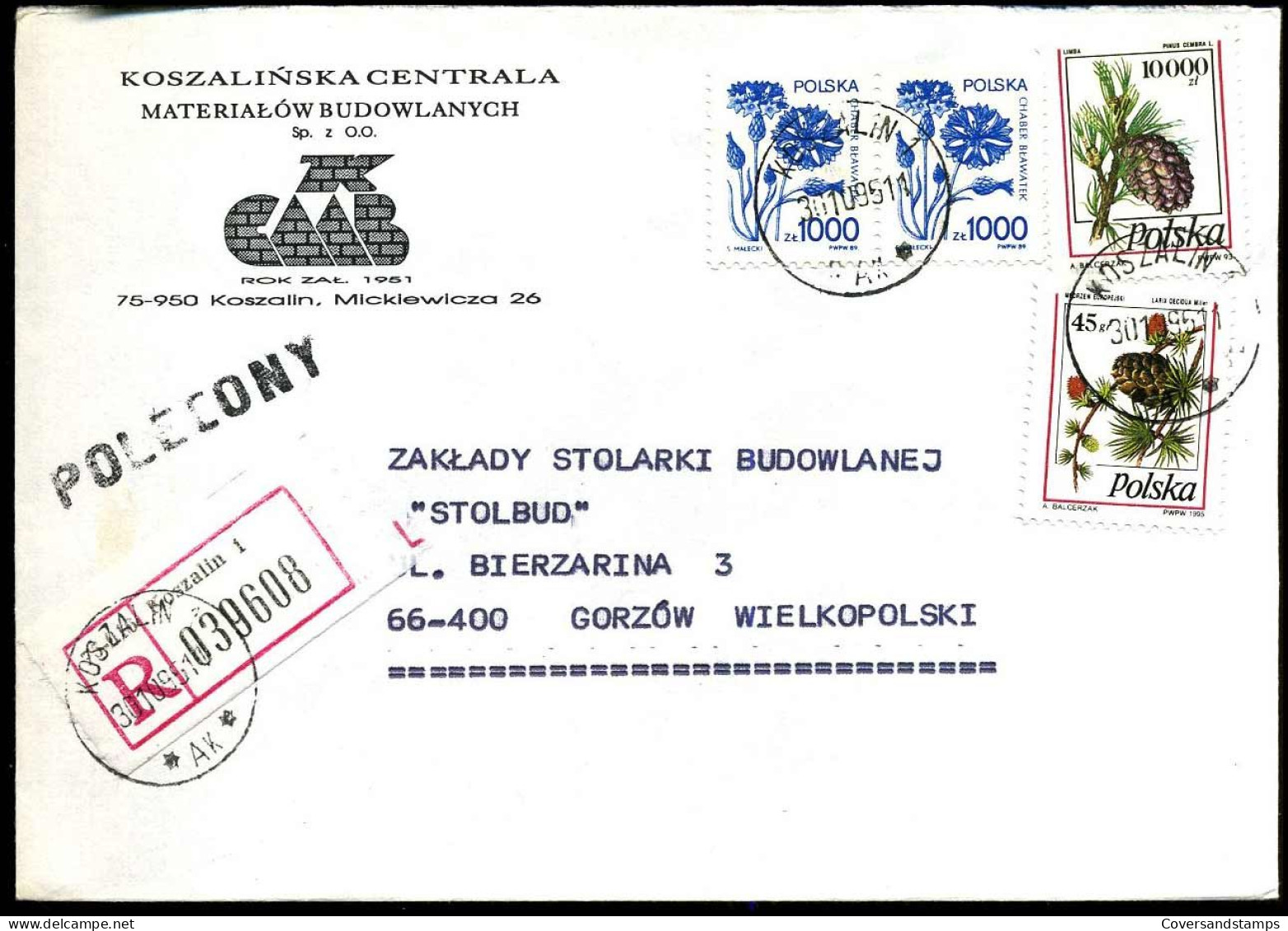 Registered Cover - "Koszalinska Centrala, Materialow Budowlanych" - Briefe U. Dokumente