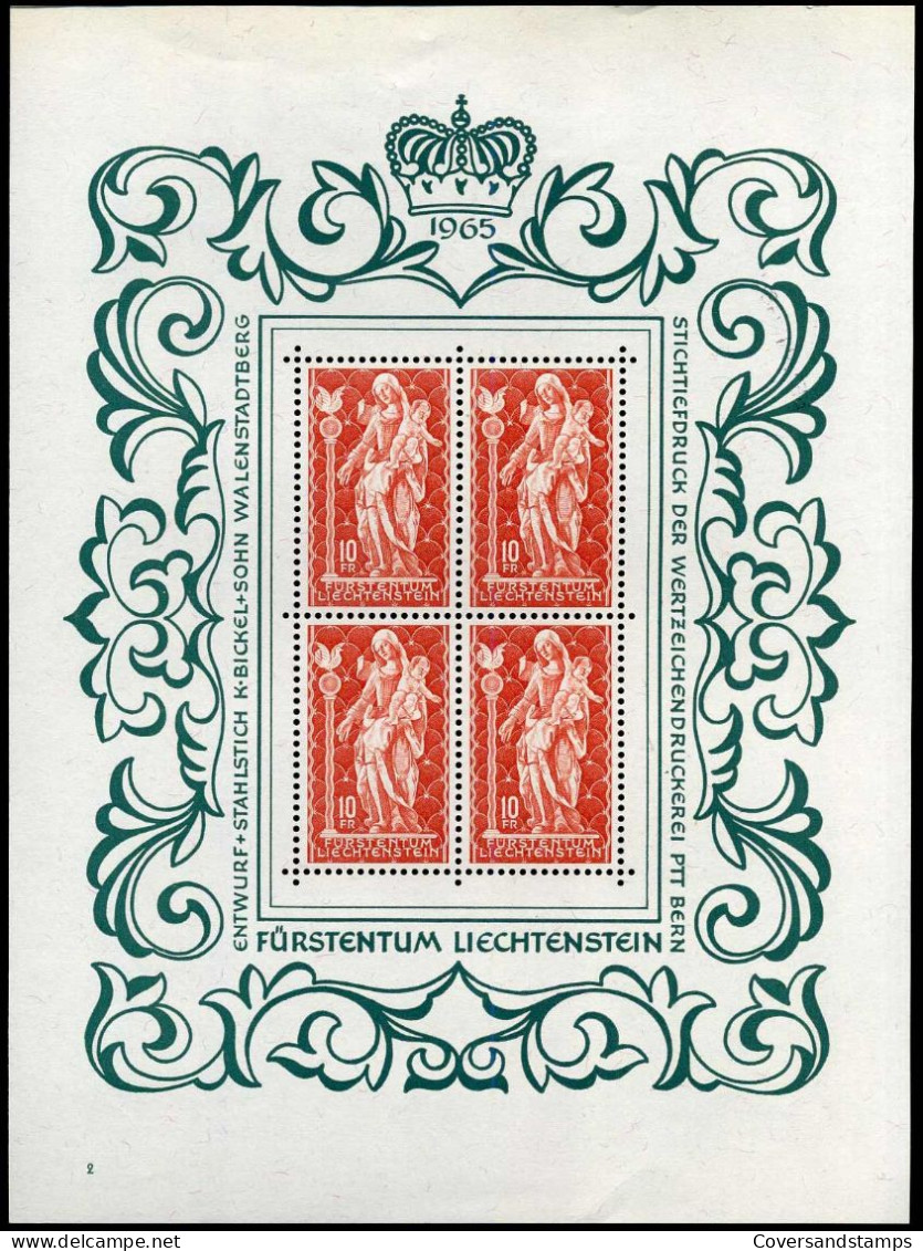 Liechtenstein - Madonna Bloc 1965 - MNH ** - Platenumber 2 - Unused Stamps