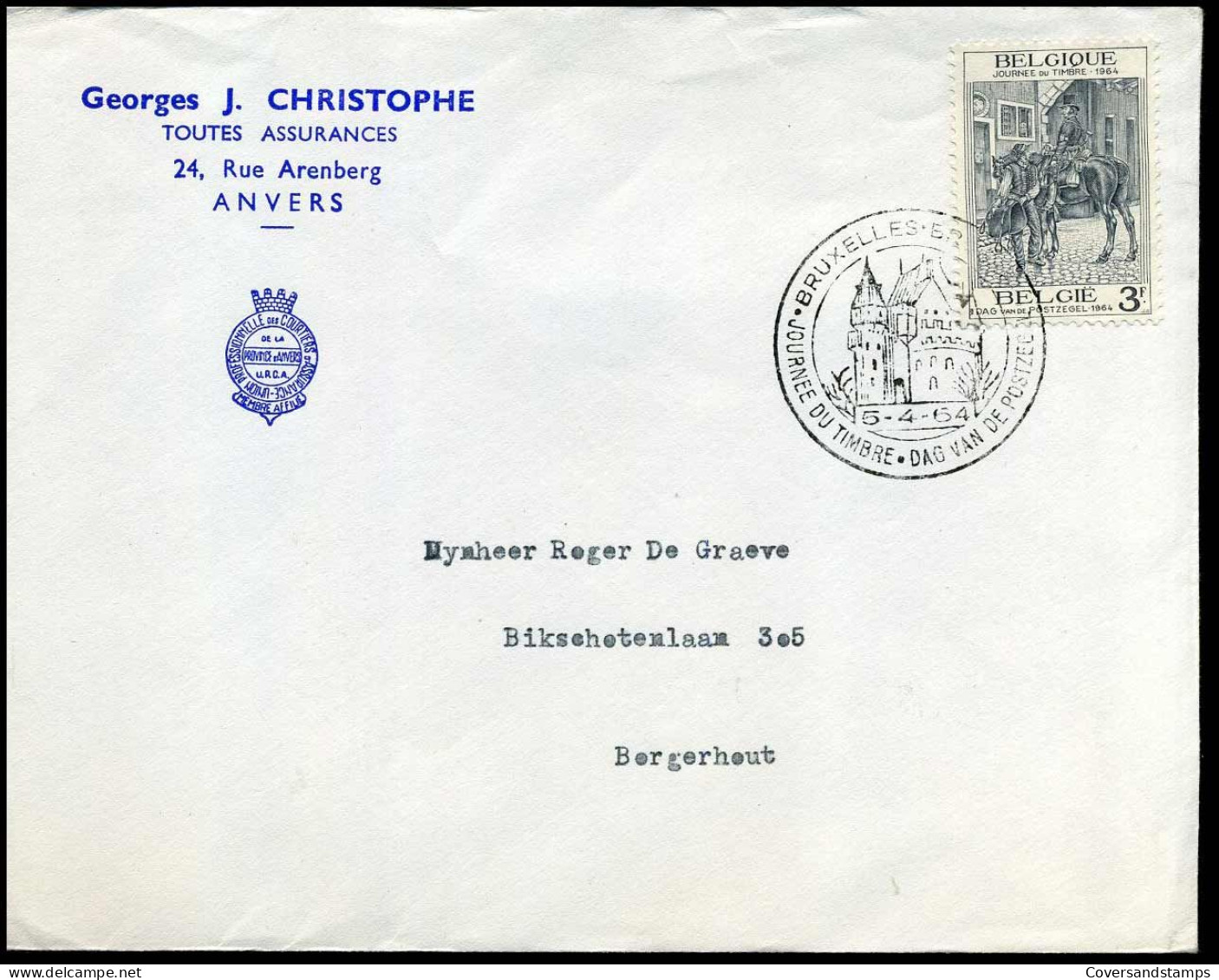 Cover Naar Borgerhout - 'Georges J. Christophe, Antwerpen' - 1284 Dag Van De Postzegel - Briefe U. Dokumente