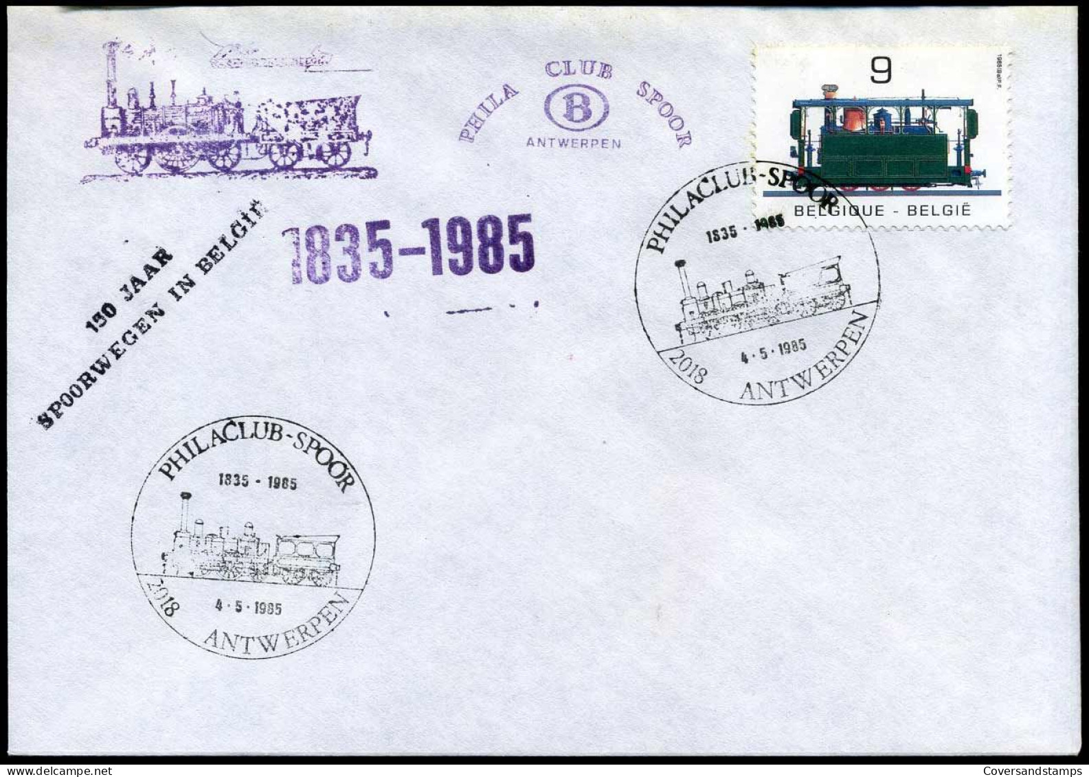2170 Op Envelop - 'Philaclub-Spoor, Antwerpen' - 150 Jaar Spoorwegen In België - Covers & Documents