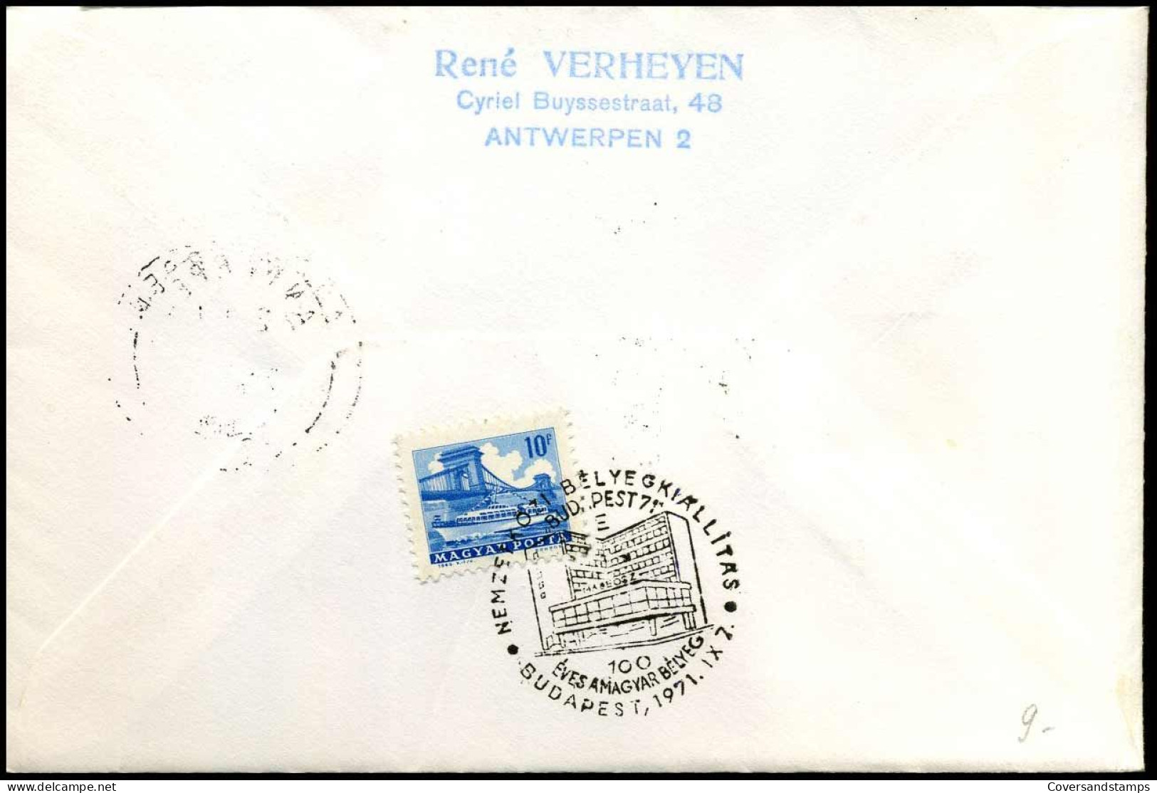 België Herdenkt De Eerste Postzegel Van Hongarije - "Budapest 71" Bijzondere Vlucht Antwerpen-Budapest - Lettres & Documents