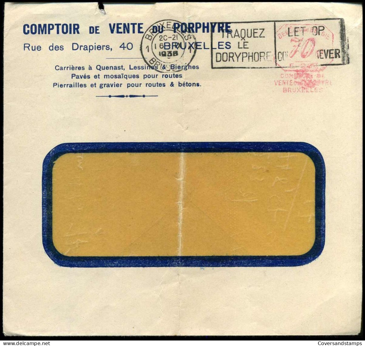 Cover - 'Comptoir De Vente Du Porphyre, Bruxelles' - Covers & Documents