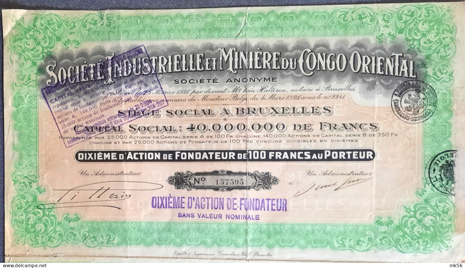 Société Industrielle Et Minière Du Congo Oriental - Bruxelles - 1928 - Afrique