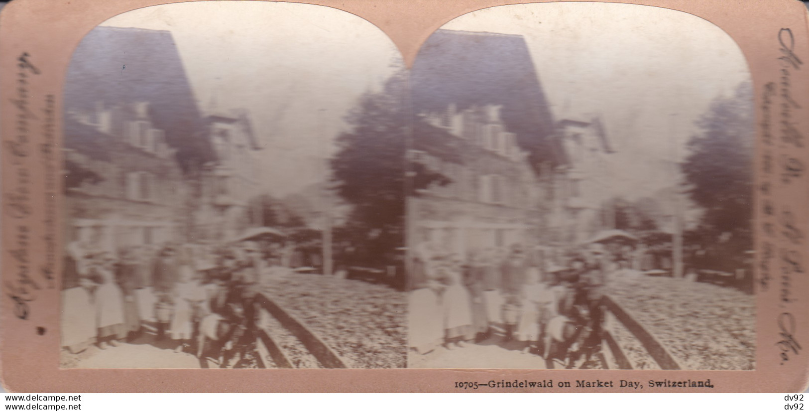 SUISSE PHOTOGRAPHIE STEREOSCOPIQUE GRINDELWALD JOUR DE MARCHE / ON MARKET DAY - Stereoscopic