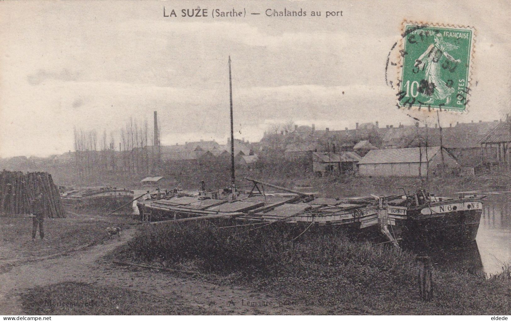 La Suze Chalands Au Port  Peniche En Chargement - La Suze Sur Sarthe