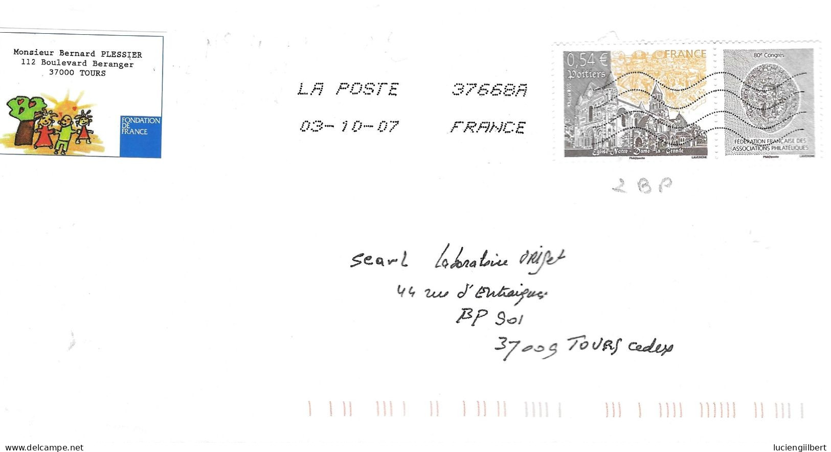 TIMBRE N° 4062  -  EGLISE NOTRE DAME LA GRANDE POITIERS  - AU TARIF DU 1 10 06 AU 28 2 08  -  SEUL SUR LETTRE  -  2007 - Tarifs Postaux