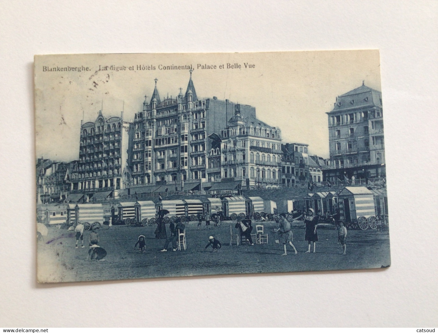 Carte Postale Ancienne (1914) Blankenberghe La Digue Et Hôtels Continenral, Palace Et Belle Vue - Blankenberge