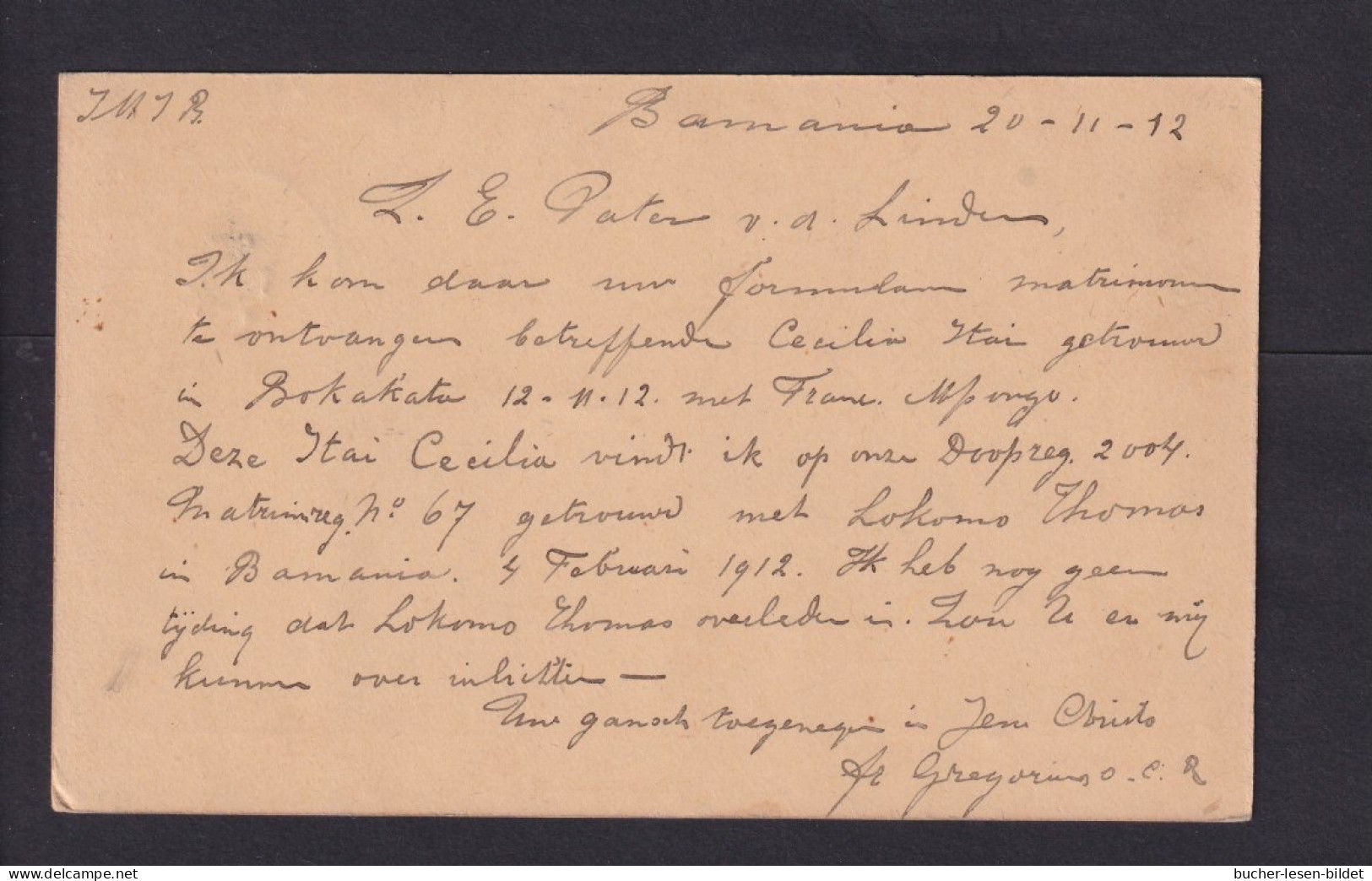1912 - 5 C. Ganzsache Aus BAMANNIA Nach BOKAKATA - Lettres & Documents