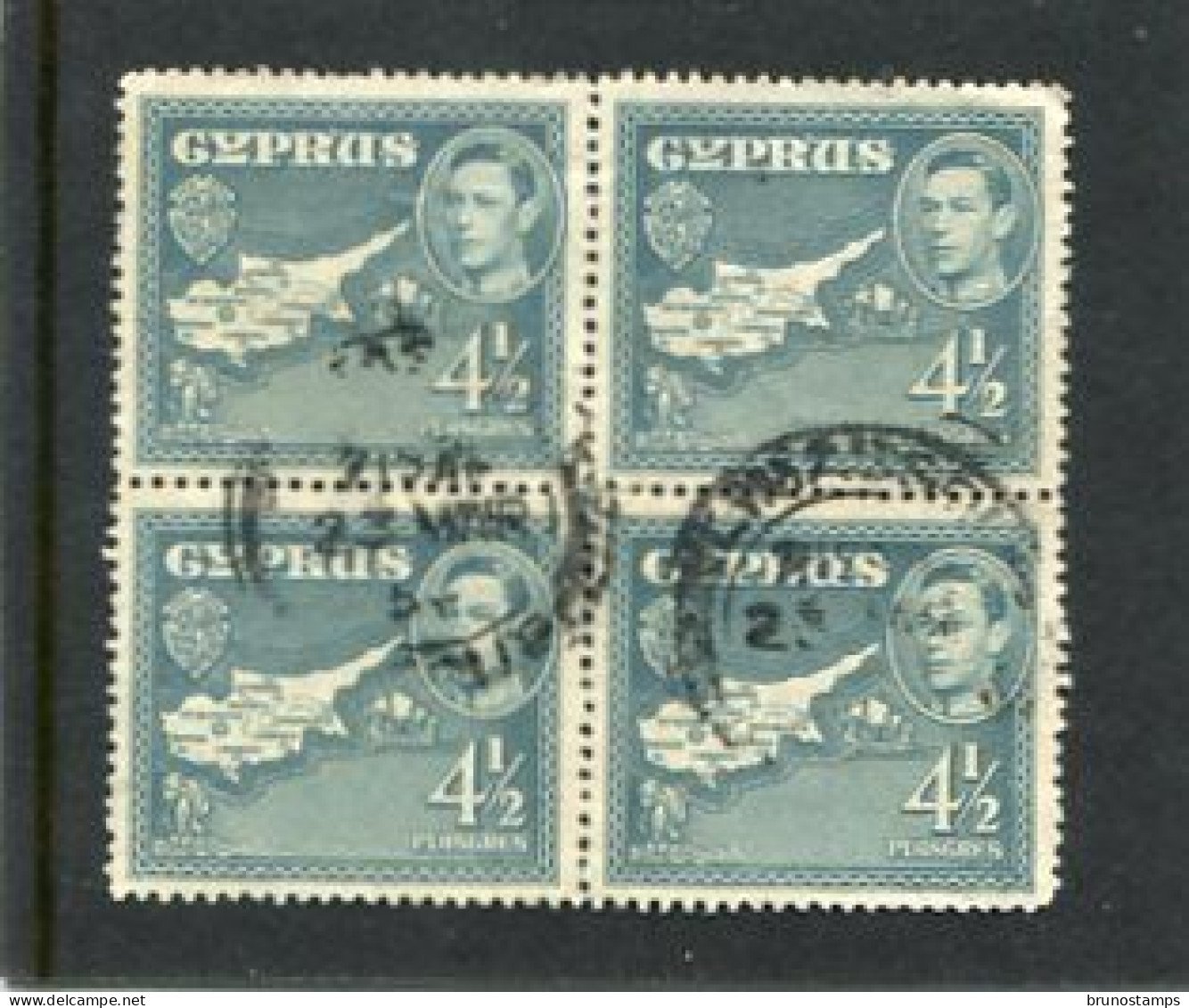 CYPRUS - 1938  GEORGE VI  4 1/2 Pi  BLOCK OF 4 FINE USED - Cyprus (...-1960)