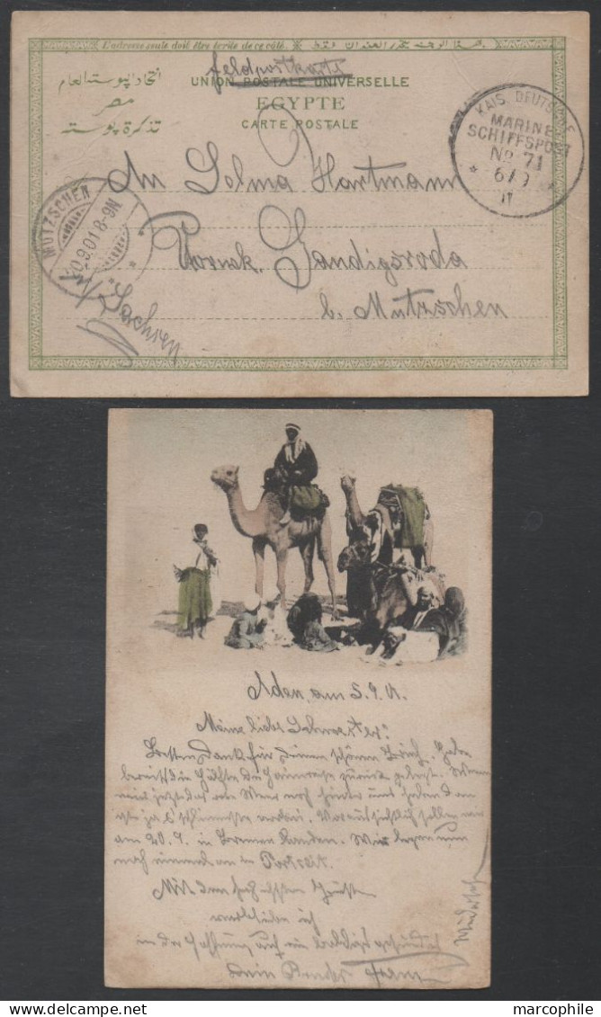MARINE SCHIFFSPOST # 71 / 1901 FELDPOST AK VON ADEN ==> MUTZSCHEN - GRIMMA (ref 7643) - Covers & Documents