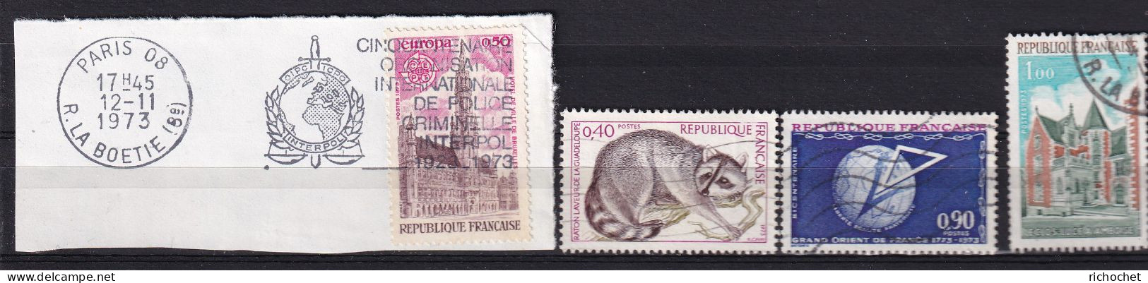 France   1752  Sur Fragment Et Flamme + 1754 + 1756 +  1759 D ° - Used Stamps