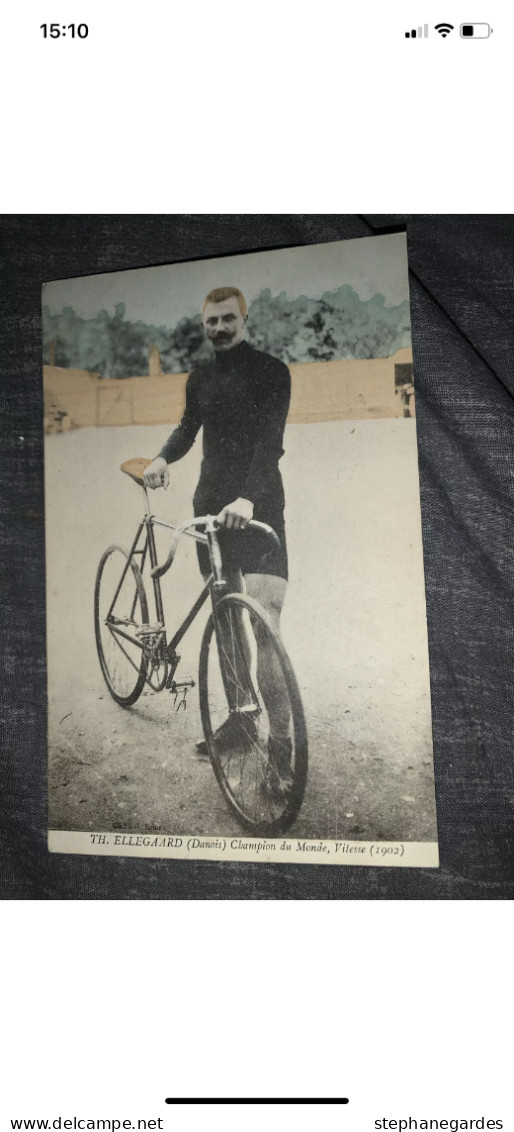 Carte Postale Colorisée Thorvald Ellegaard  Cyclisme Cliché J.Beau Très Rare - Cyclisme