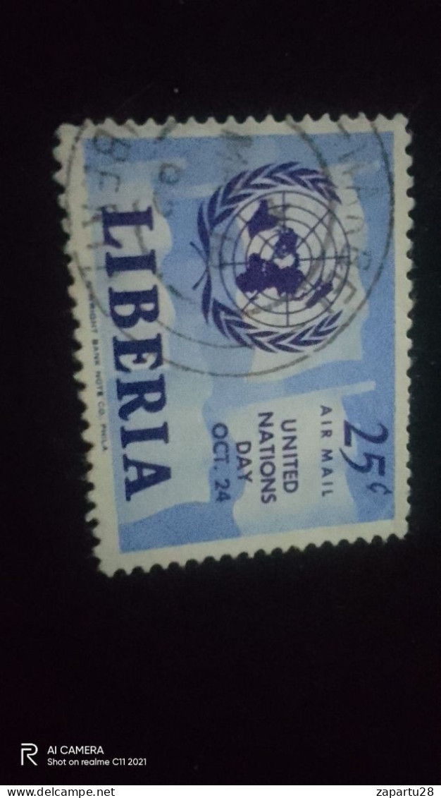 LİBERİA-1960-70         25   CENT     AİR MAİL       USED - Liberia