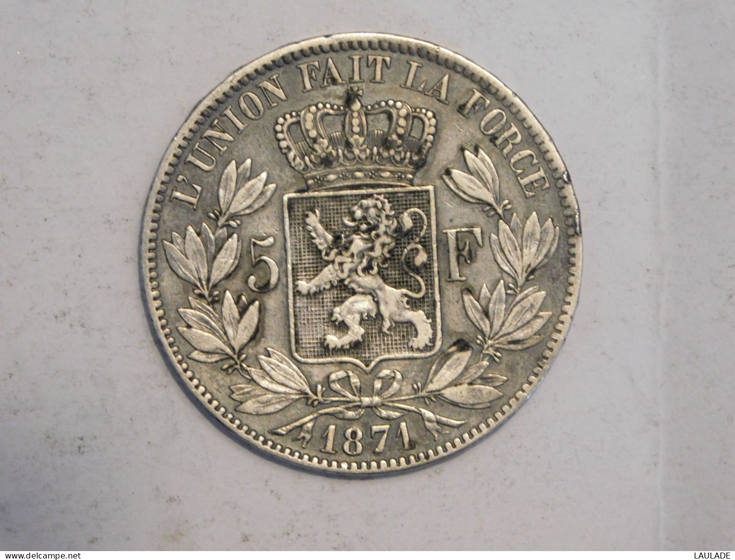 BELGIQUE 5 Francs 1871 - Silver, Argent - 5 Francs