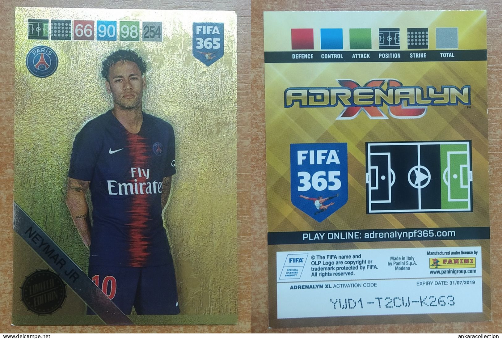 AC - NEYMAR JR  LIMITED EDITION  PANINI FIFA 365 2019 ADRENALYN TRADING CARD - Trading Cards