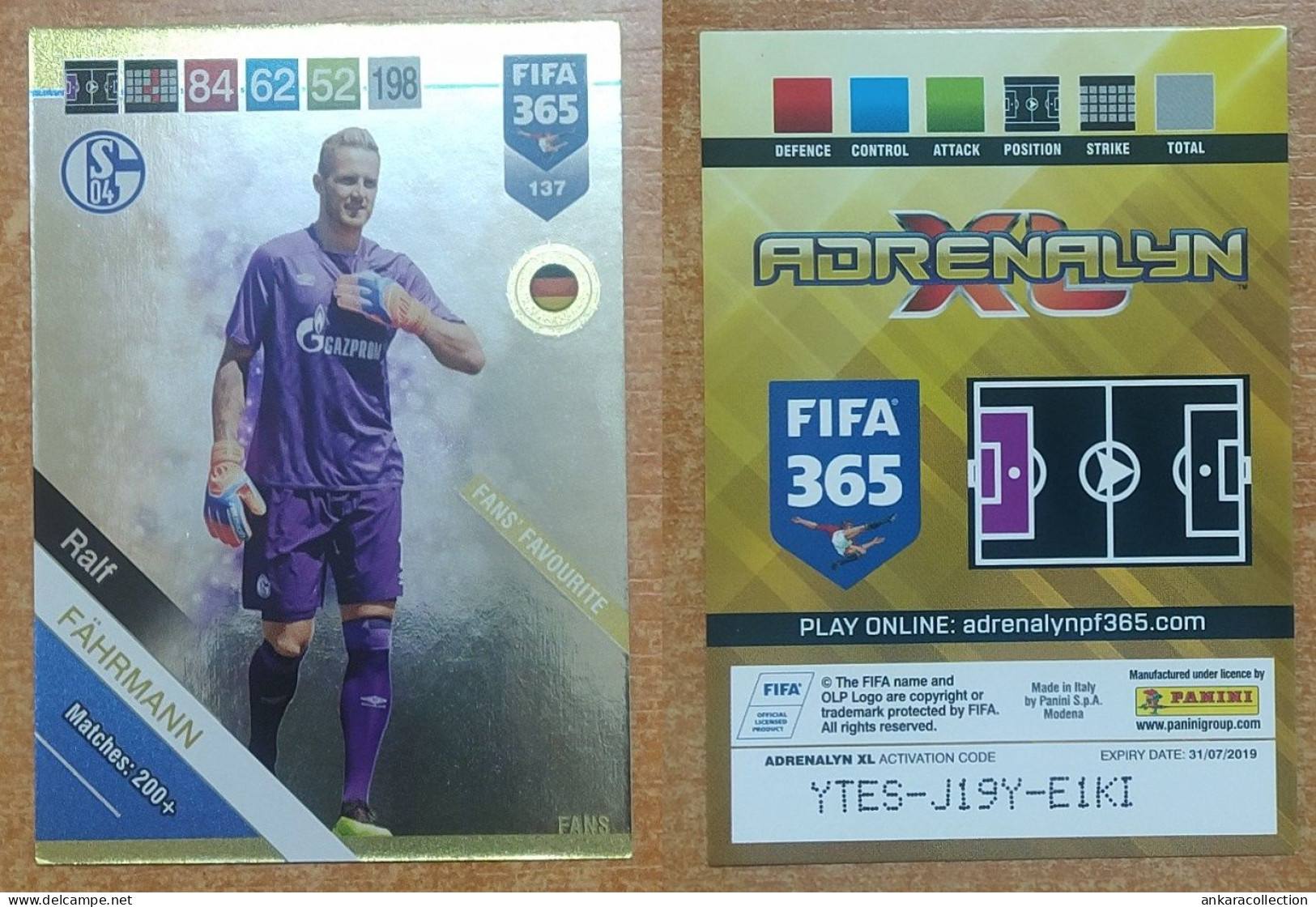 AC - 137 RALF FAHRMANN  SCHALKE 04  FANS FAVORITE  PANINI FIFA 365 2019 ADRENALYN TRADING CARD - Trading Cards