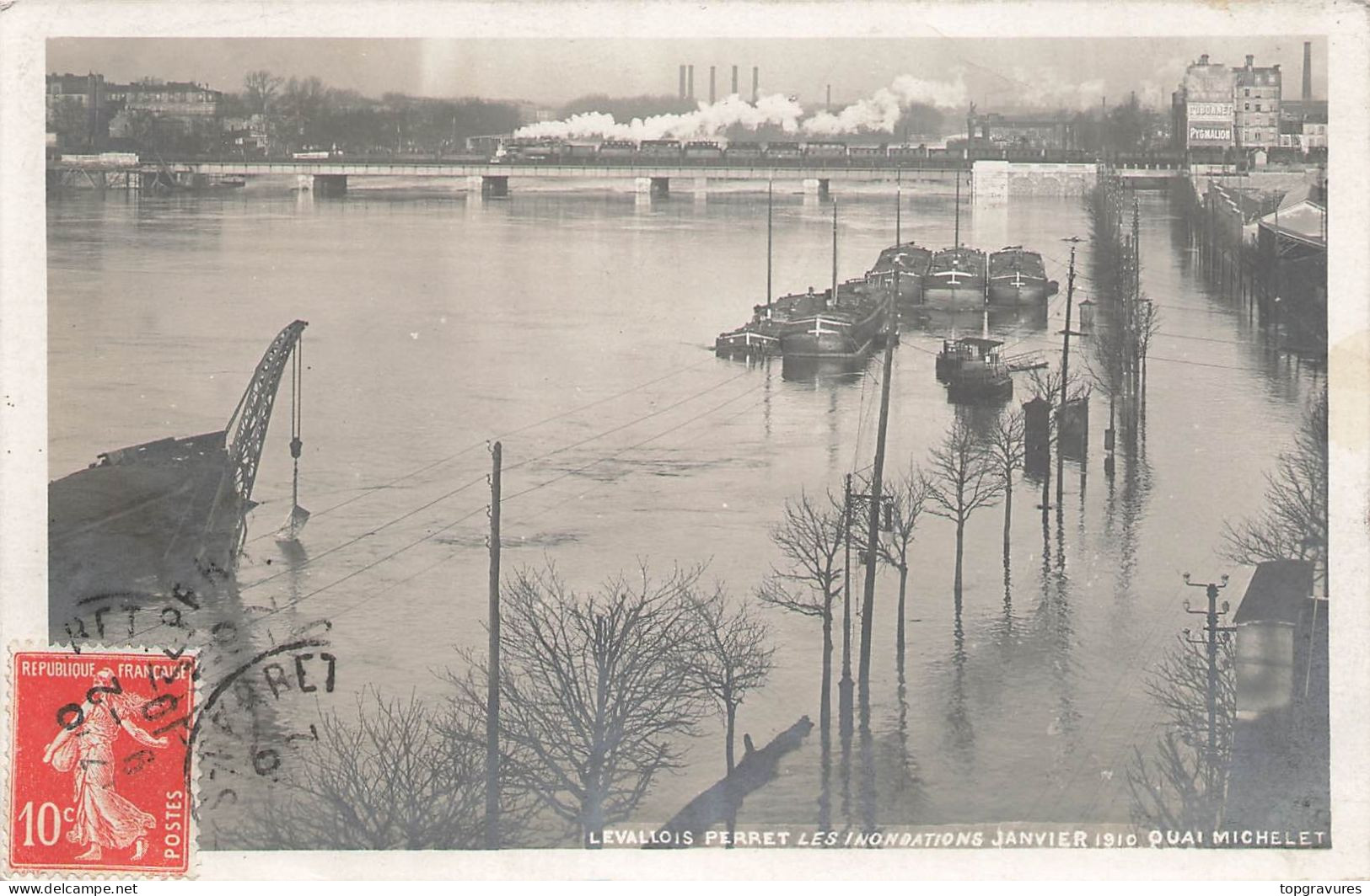 LEVALLOIS PERRET : Rare Carte Photo Des Inondations De Janvier 1910 - Levallois Perret