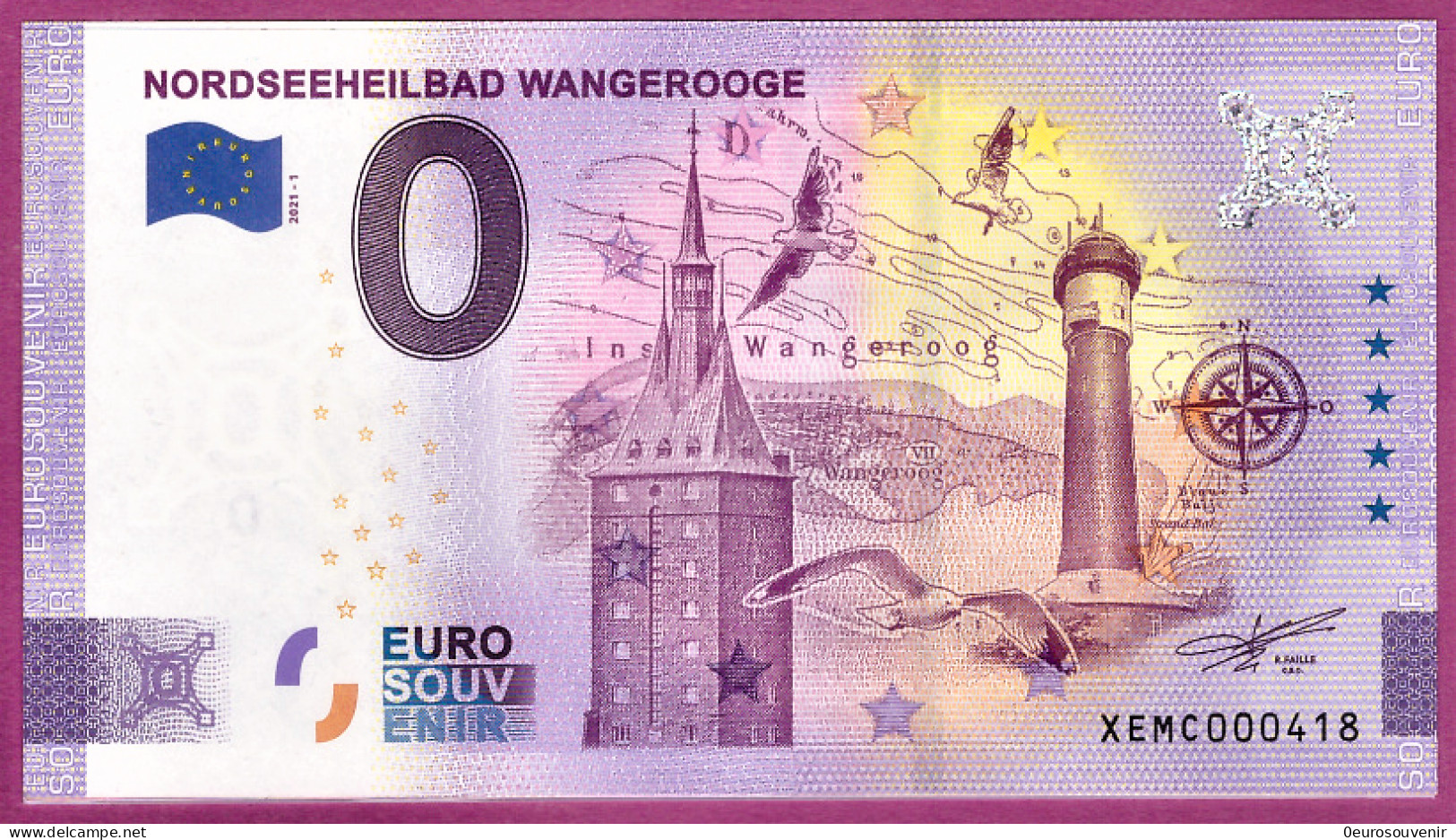 0-Euro XEMC 2021-1 NORDSEEHEILBAD WANGEROOGE - LEUCHTTURM - Privatentwürfe