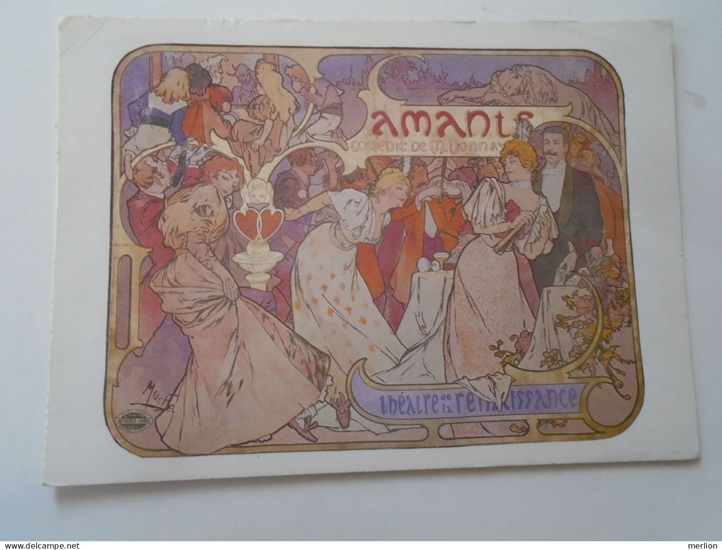 D203205  CPM - Mucha -Amants 1895 - Theatre De La Renaissance - Antwerpen 1990  Alphonse Mucha Briefkaartenboek -Atrium - Publicité