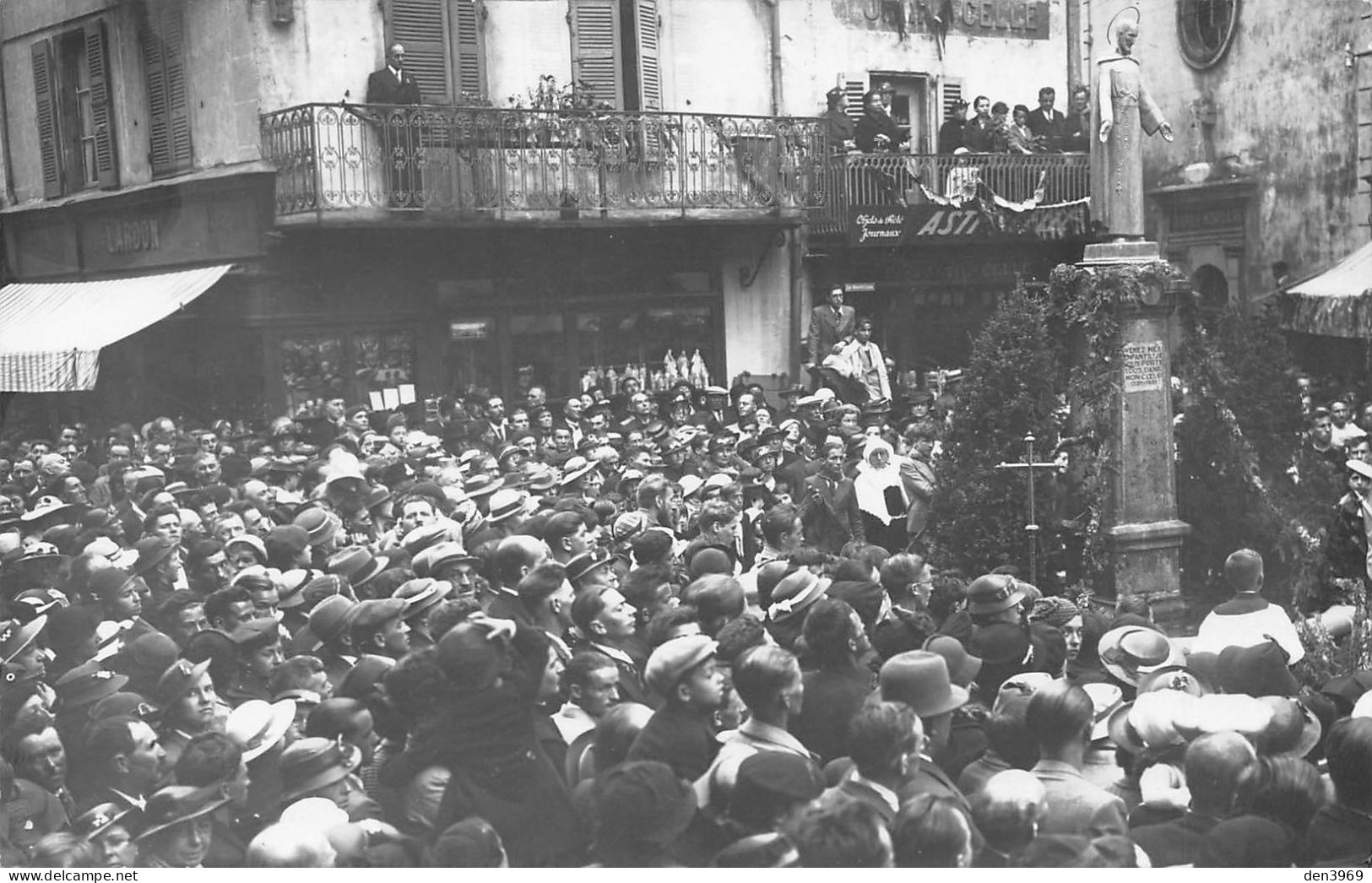 La LOUVESC (Ardèche) - Bénédiction De La Statue De St-François-Régis, Place Publique, 1 Août 1957 - Carte-Photo (2 Scans - La Louvesc