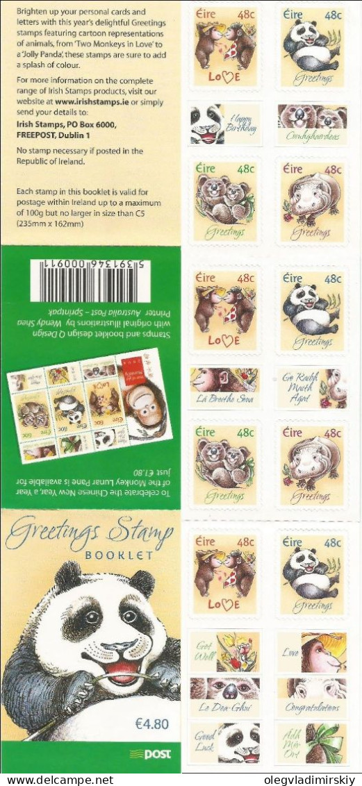 Ireland Irland Irlande 2004 Greeting Stamps Animals Set In Booklet With Labels MNH - Booklets