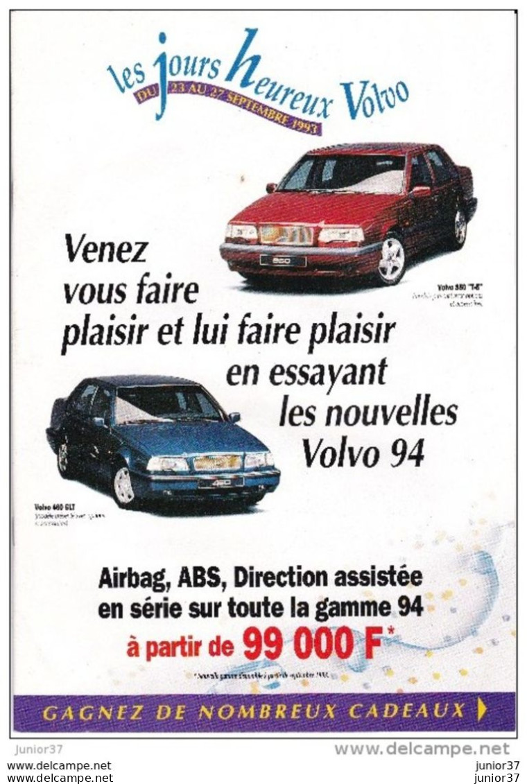 Magazine  " Les Jours Heureux Volvo"  400,490, 850, 1993  Gamme 94 - Publicités