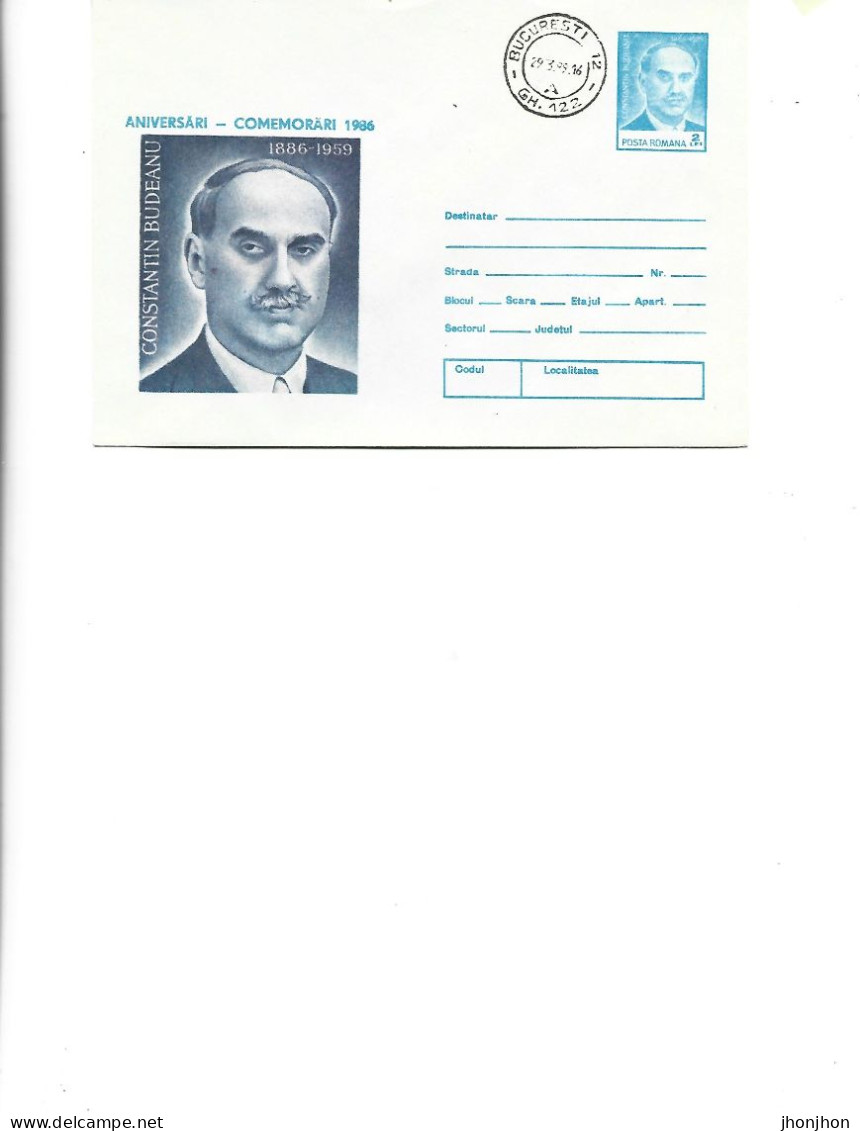Romania - Postal St.cover Used 1986(158) - Anniversaries - Commemorations 1986 - C. Budeanu,Romanian Engineer, - Postal Stationery
