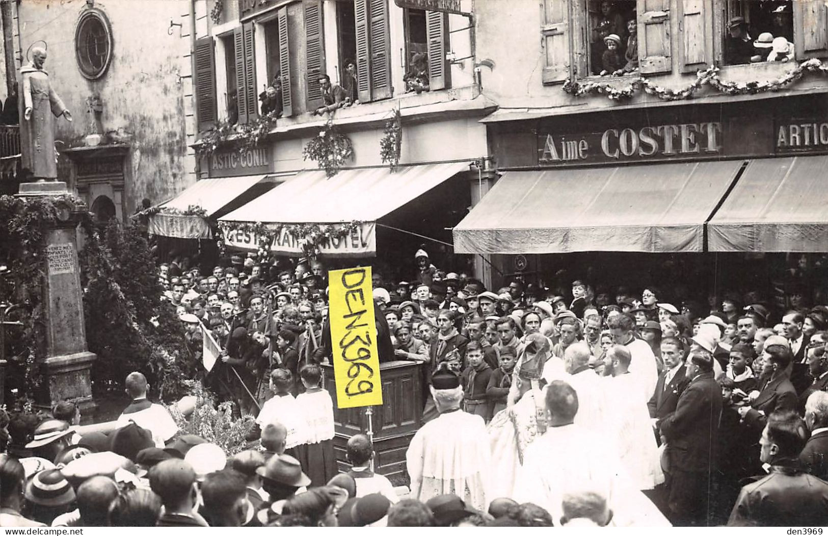 La LOUVESC (Ardèche) - Bénédiction De La Statue De St-François-Régis, Place Publique, 1 Août 1957 - Carte-Photo (2 Scans - La Louvesc