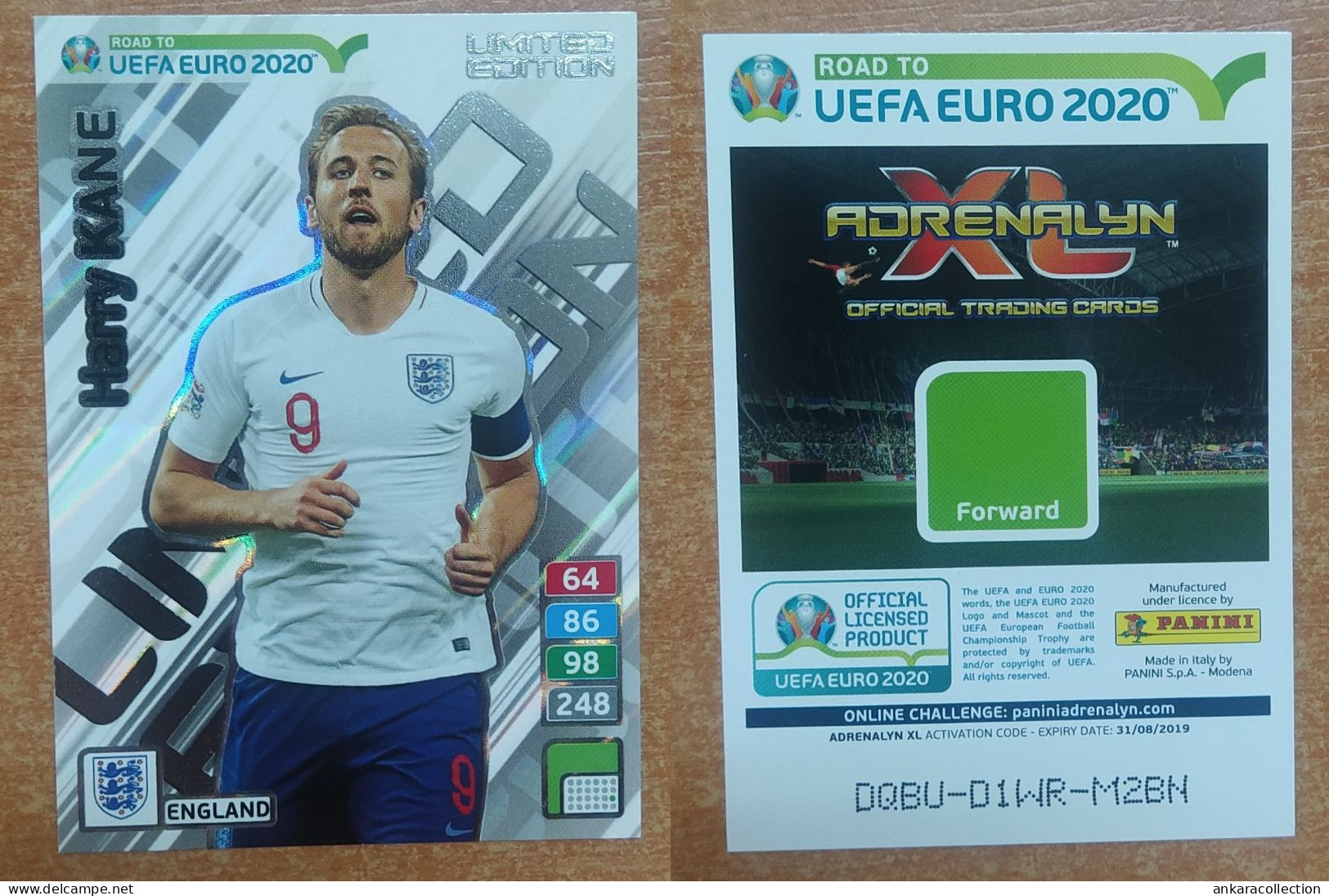AC - HARRY KANE  ENGLAND  UEFA EURO 2020  LIMITED EDITION   PANINI FIFA 365 2019 ADRENALYN TRADING CARD - Trading Cards