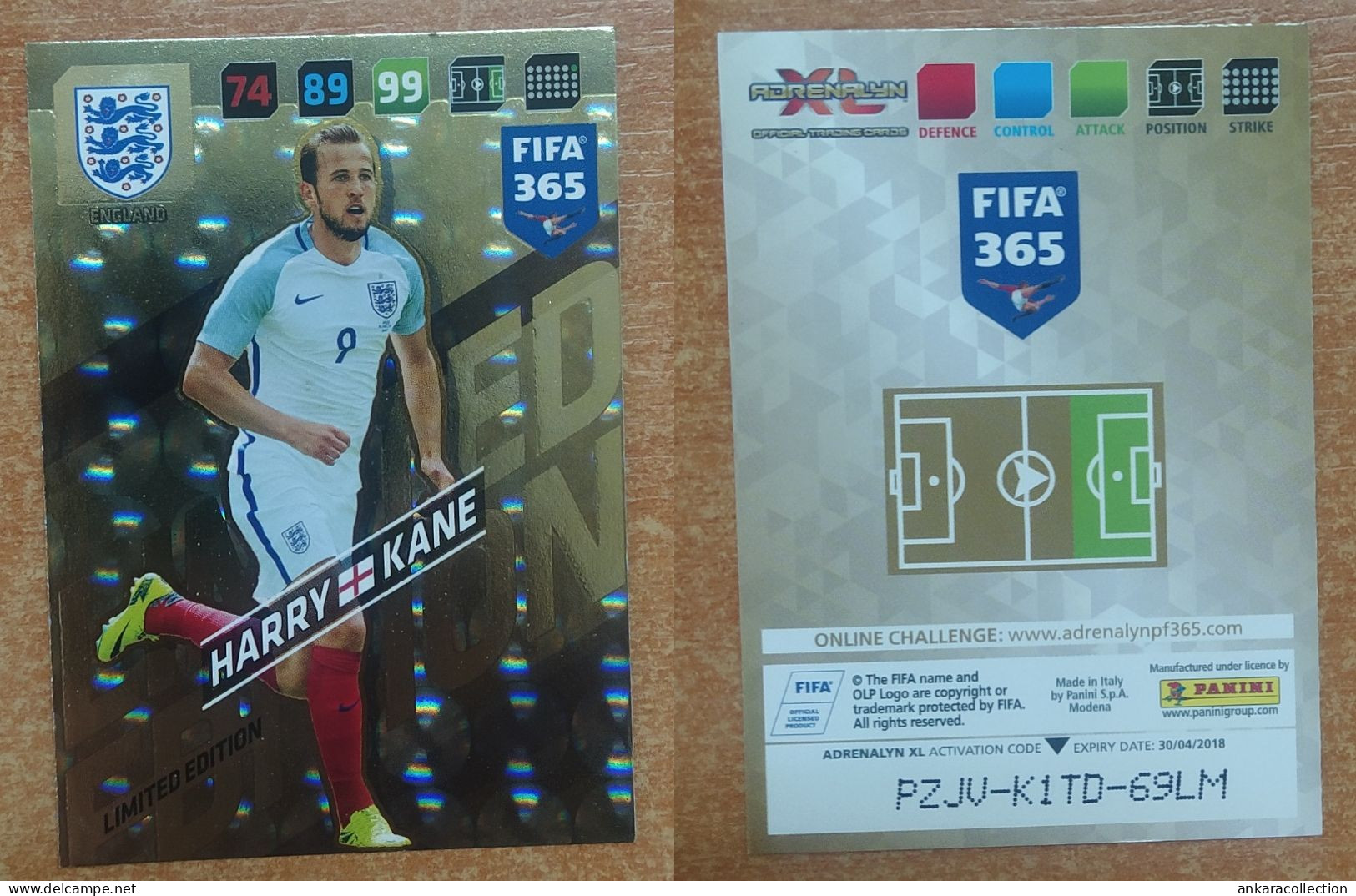 AC - HARRY KANE  ENGLAND  LIMITED EDITION   PANINI FIFA 365 2018 ADRENALYN TRADING CARD - Trading Cards