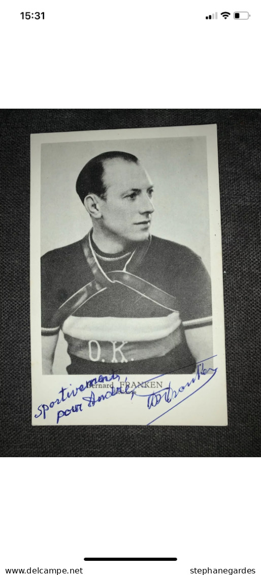 Carte Postale Cyclisme Bernard Franken Dédicacée - Cyclisme