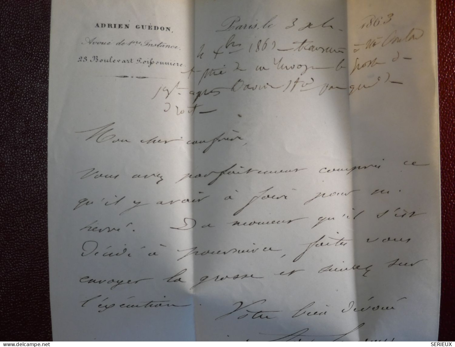 C FRANCE   LETTRE SIGNéE 1863 ETOILE DE  PARIS  N° 24  A FONTAINEBLEAU +PAIRE  N°21   + AFF. INTERESSANT+ - 1849-1876: Période Classique