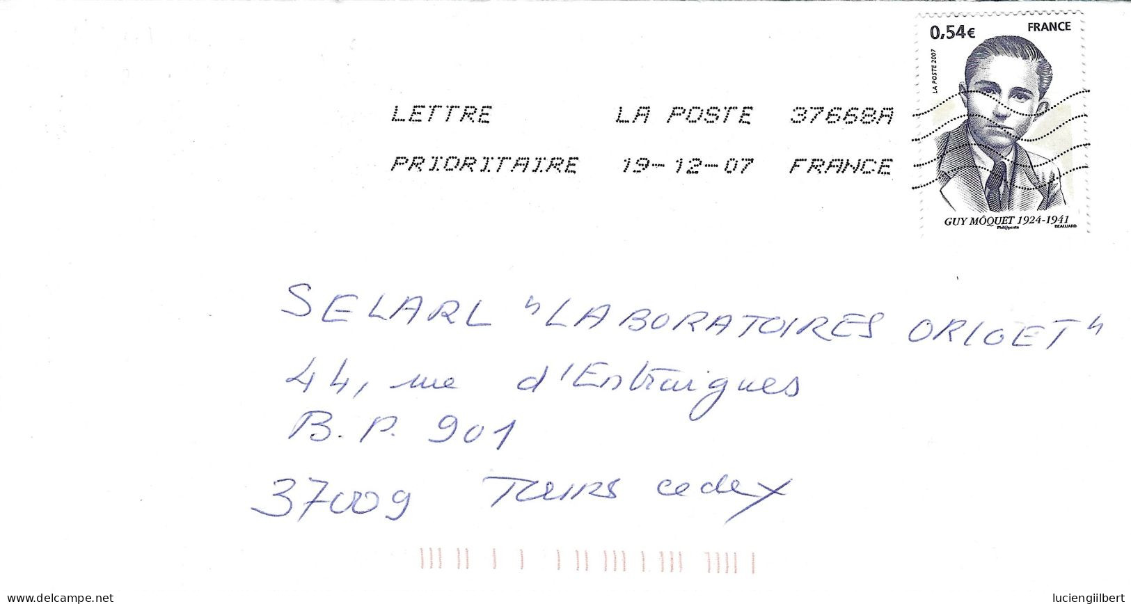 TIMBRE N° 4107   -  GUY MOQUET  - AU TARIF DU 1 10 06 AU 28 2 08  -  SEUL SUR LETTRE  -  2007 - Postal Rates