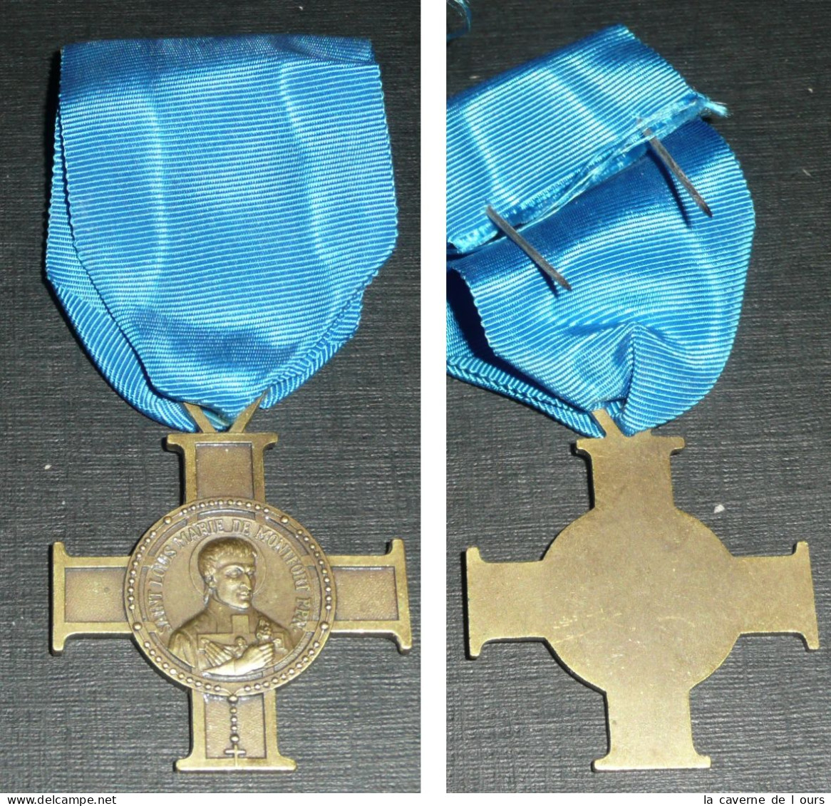 Rare Ancienne Médaille Croix En Bronze, St Saint Louis-Marie De Montfort P.P.N. - Religion & Esotérisme