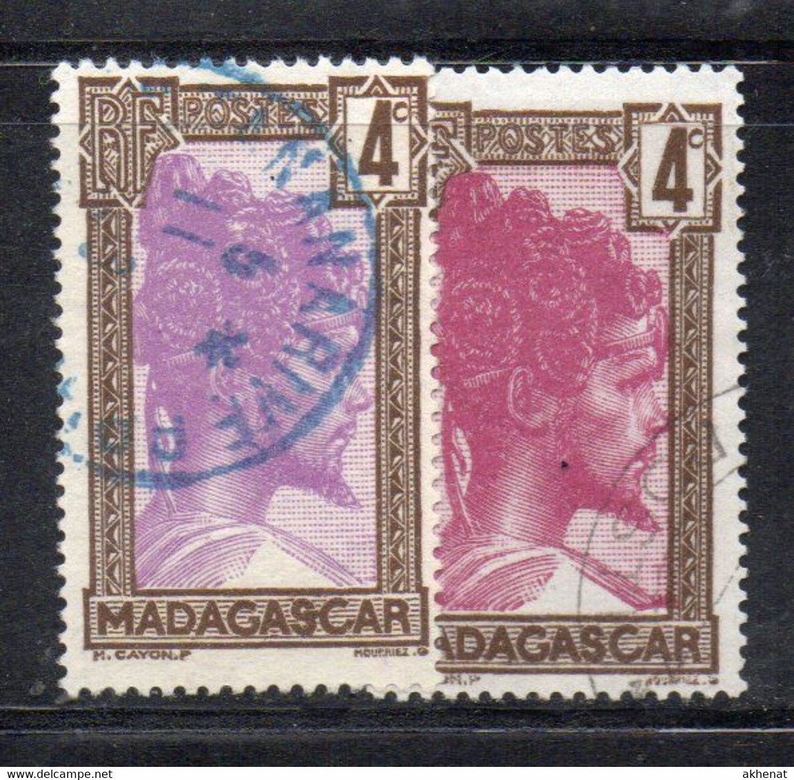 Q453a - MADAGASCAR 1930 , 2 Nuance Usate Del 4 Cent Yvert N. 163  (37CRT) - Oblitérés
