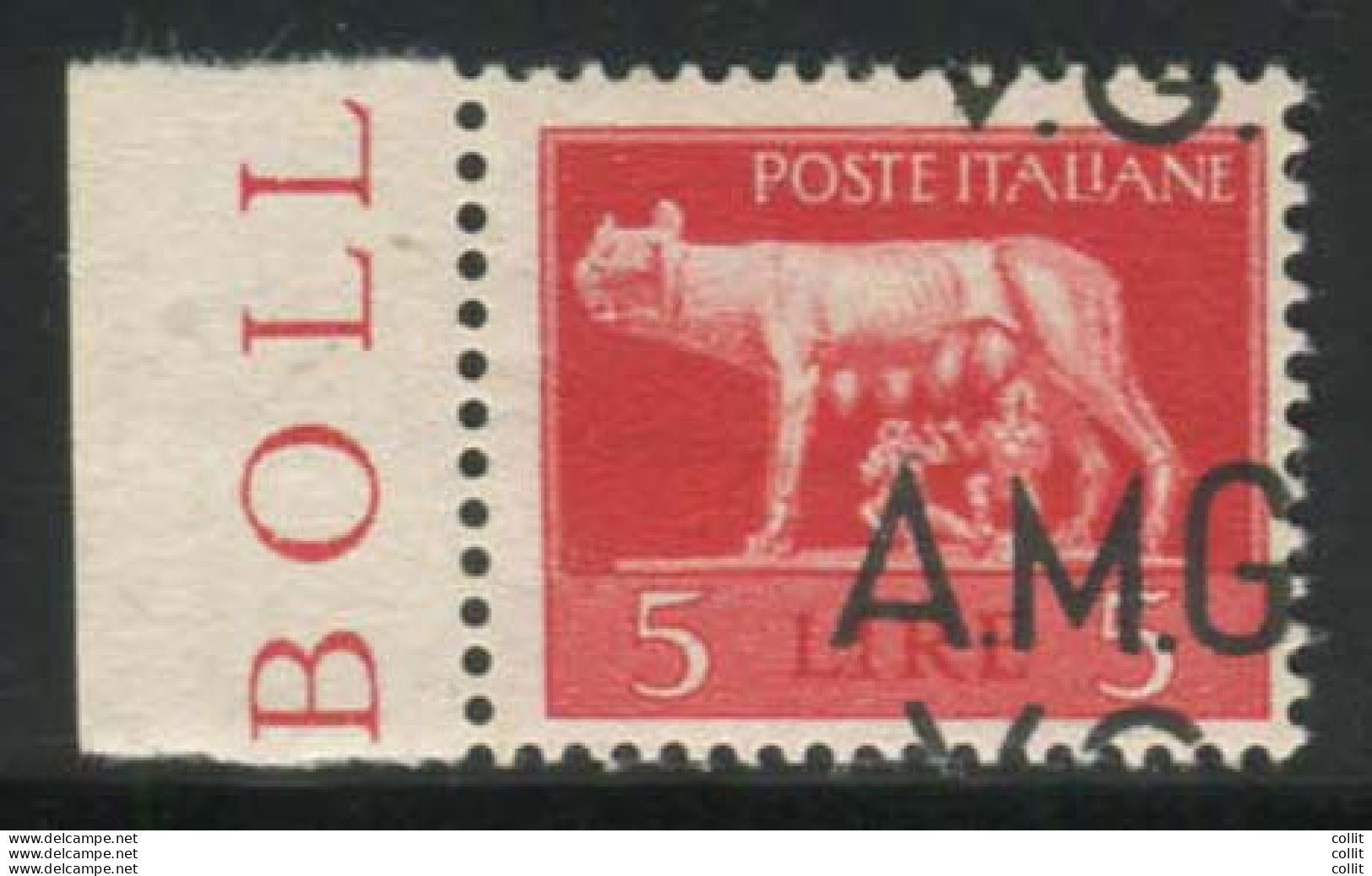 AMG. VG. - Imperiale Lire 5 N. 10hb Soprastampa Fortemente Spostata - Mint/hinged