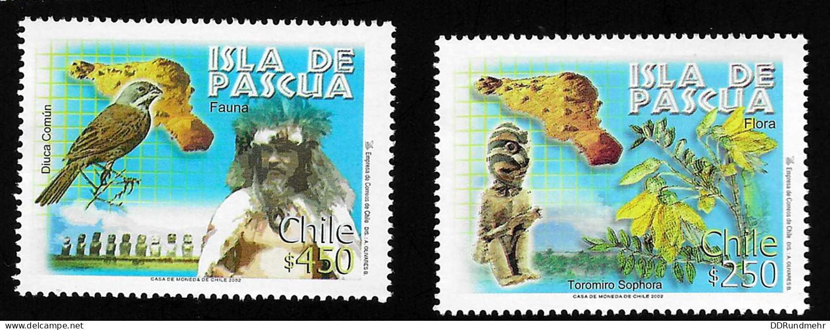 2002 Easter Islands  Michel CL 2071 - 2072 Stamp Number CL 1396 - 1397 Yvert Et Tellier CL 1638 - 1639 Xx MNH - Chili