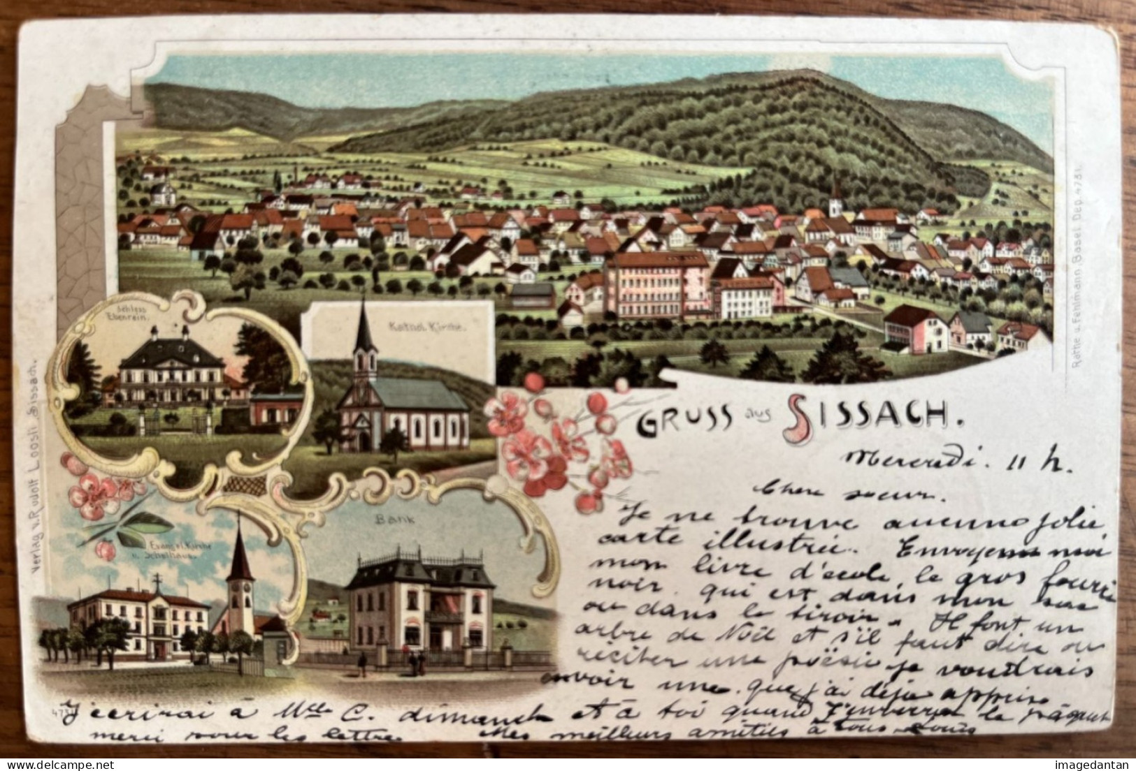 Gruss Aus Sissach - Bank, Schloss, Kirchen - Rathe U. Fehlmann, Basel - 19/12/1900 - Other & Unclassified