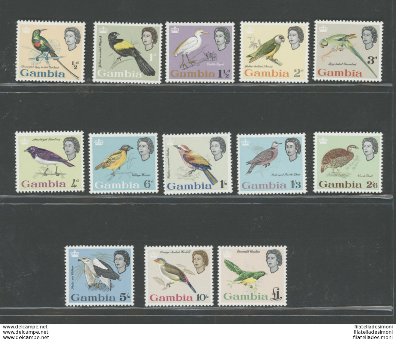 1963 Gambia - Stanley Gibbons N. 193-205 - Regina Elisabetta II - Uccelli - Serie Di 13 Valori - MNH** - Autres & Non Classés