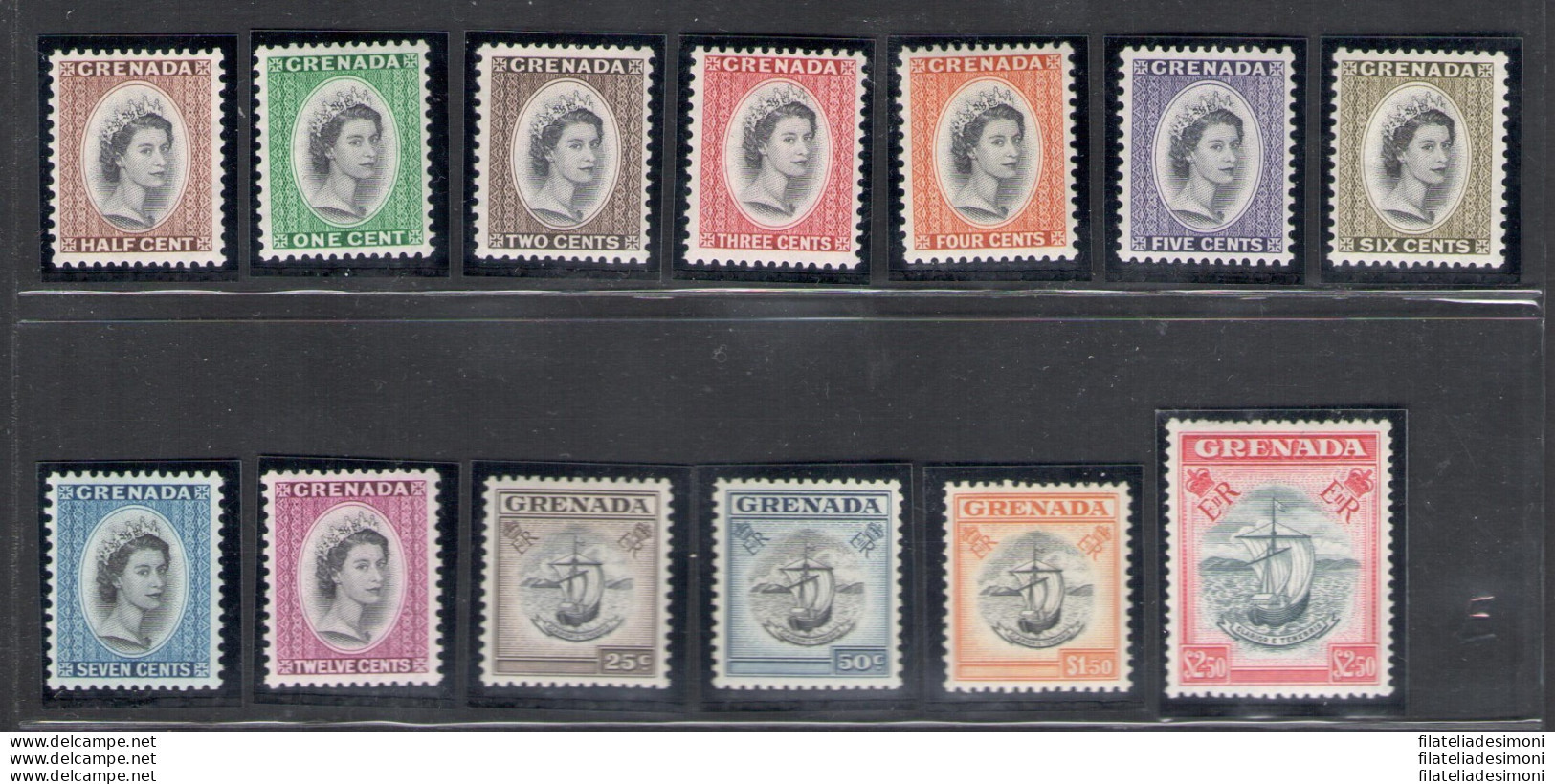 1953-59 Grenada, Stanley Gibbons N. 192-204, Elisabetta II, MNH** - Autres & Non Classés